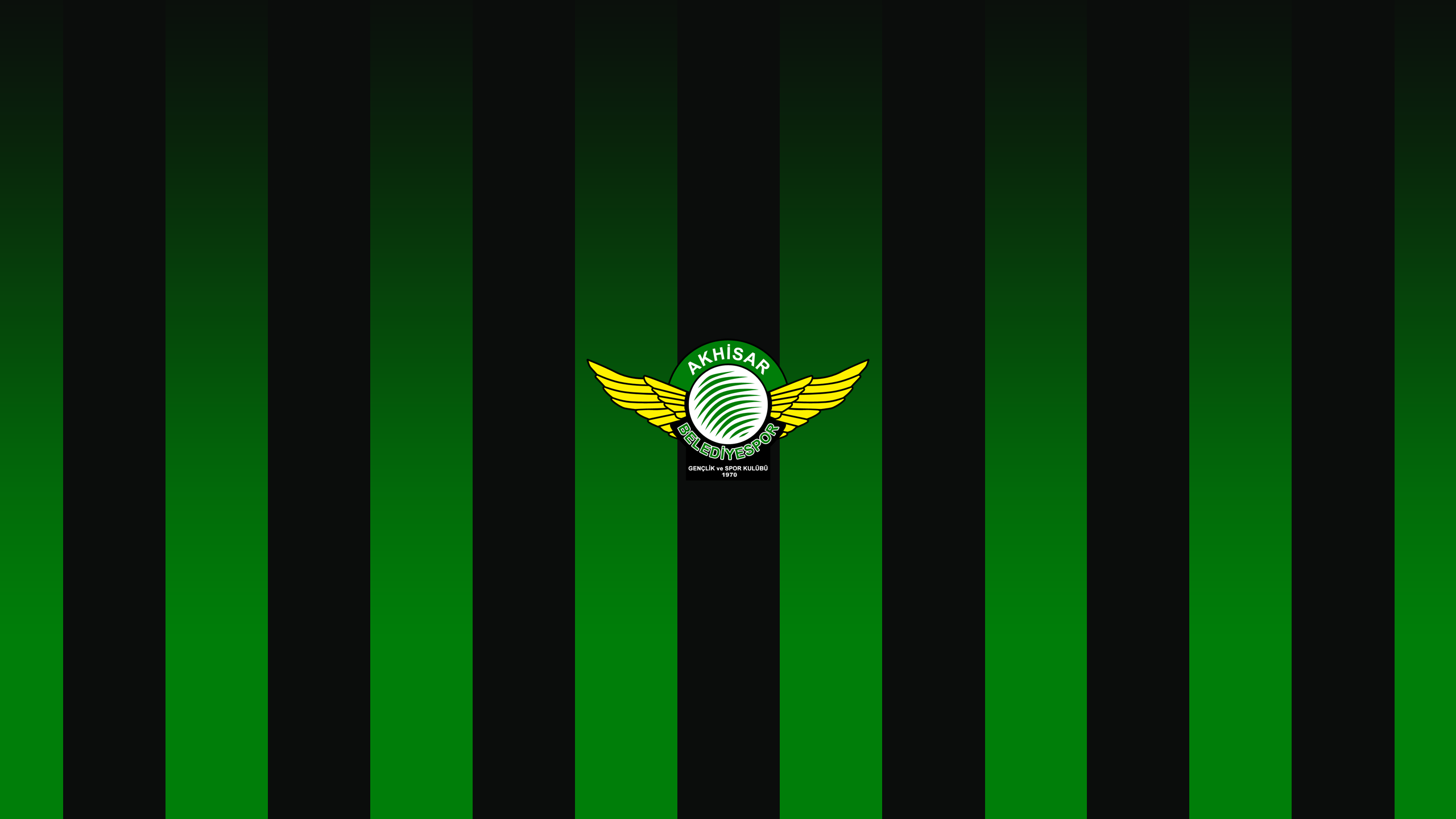 Akhisarspor Logo on Green and Black Stripes HD Wallpaper