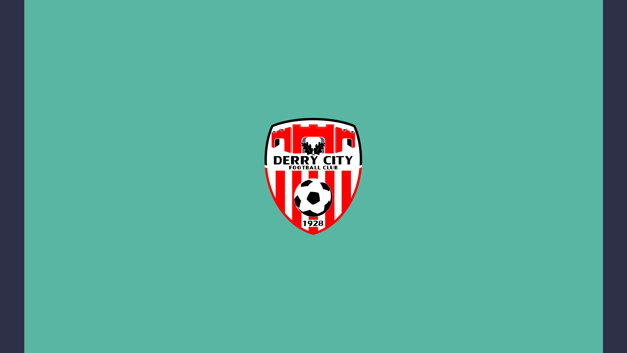 Derry City F.C. Logo on Teal Background HD Wallpaper