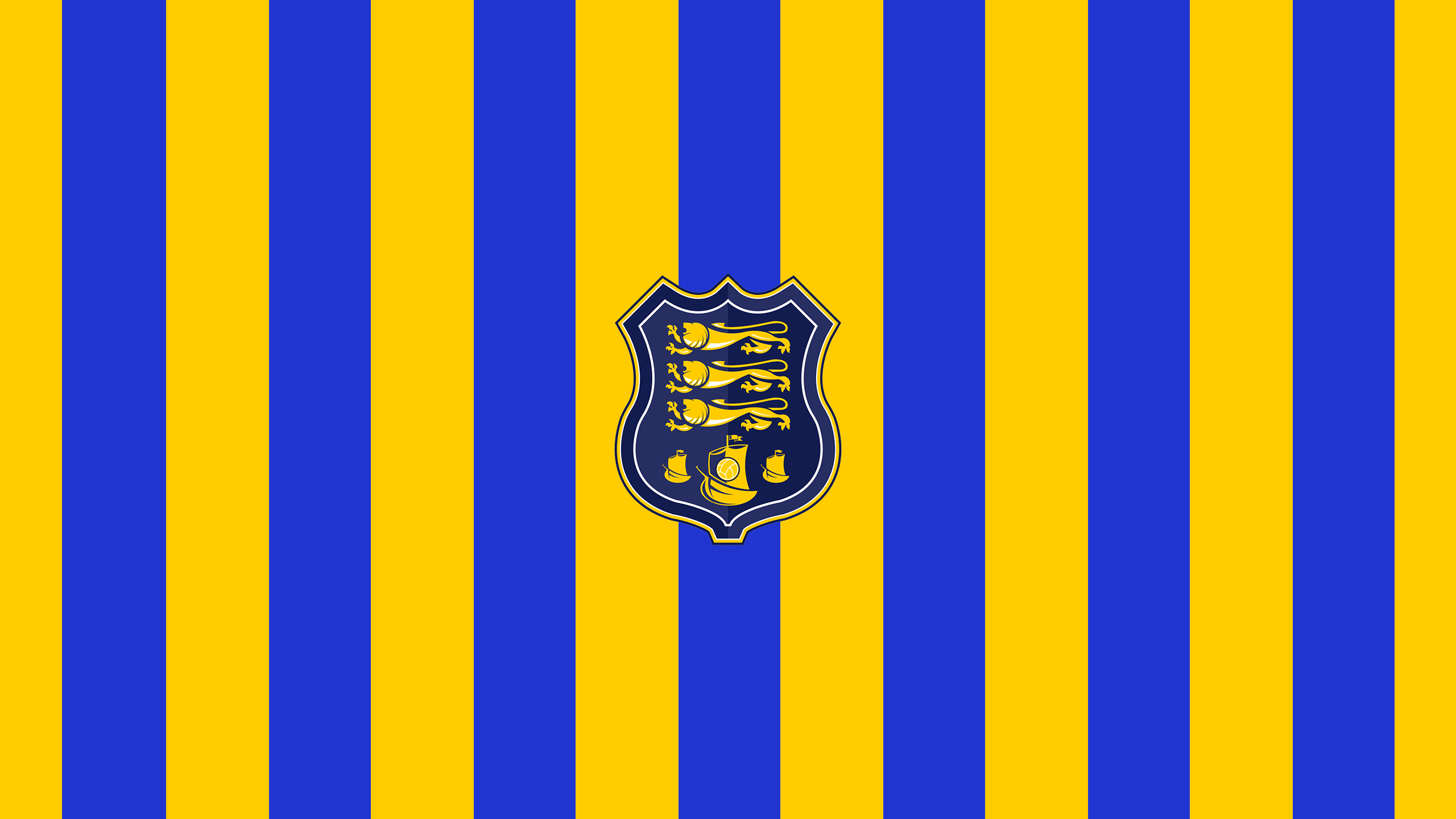 Waterford F.C. Logo on Blue and Yellow Stripes HD Wallpaper