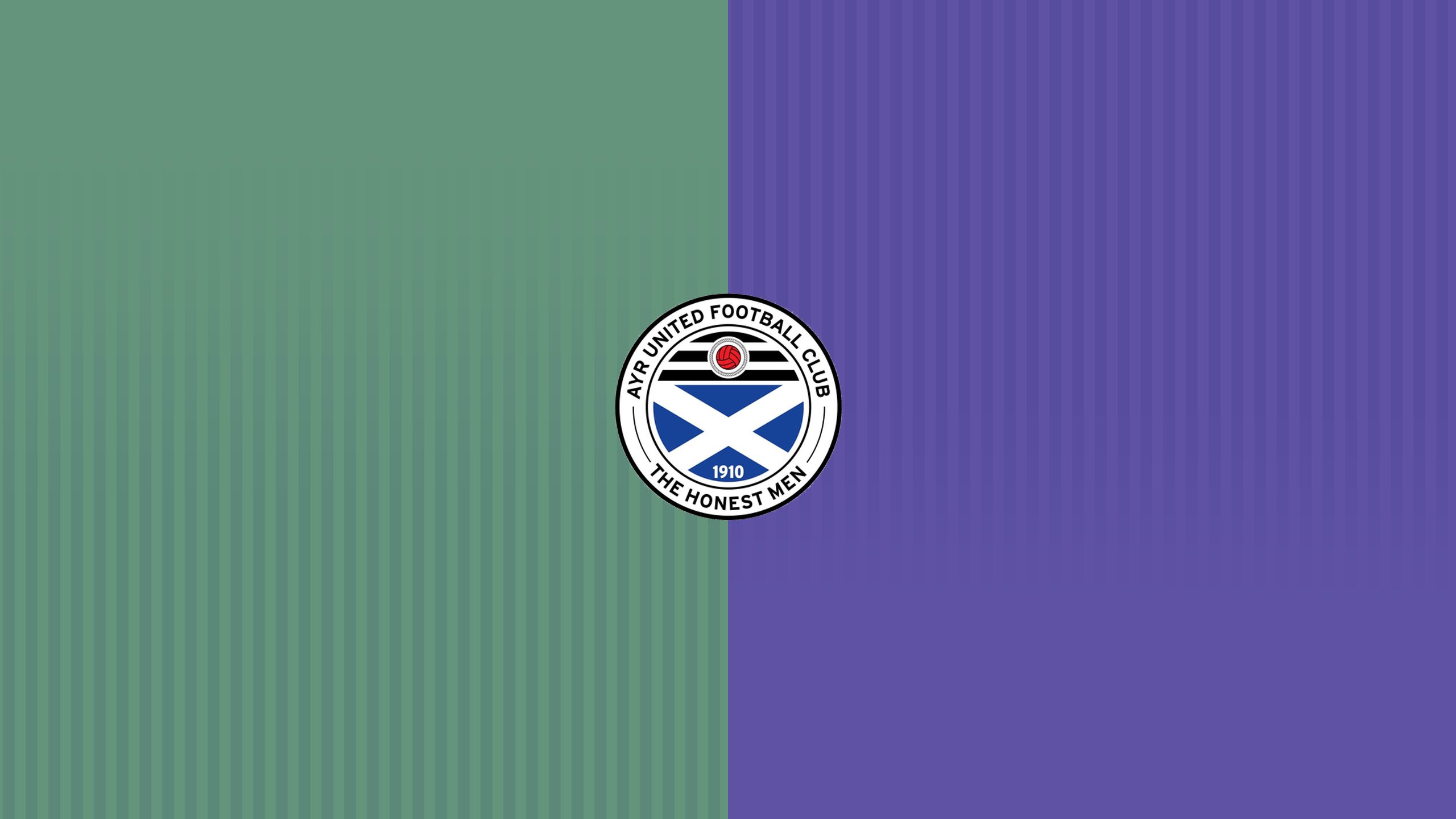Ayr United F.C. Logo with Green and Purple Stripes HD Wallpaper