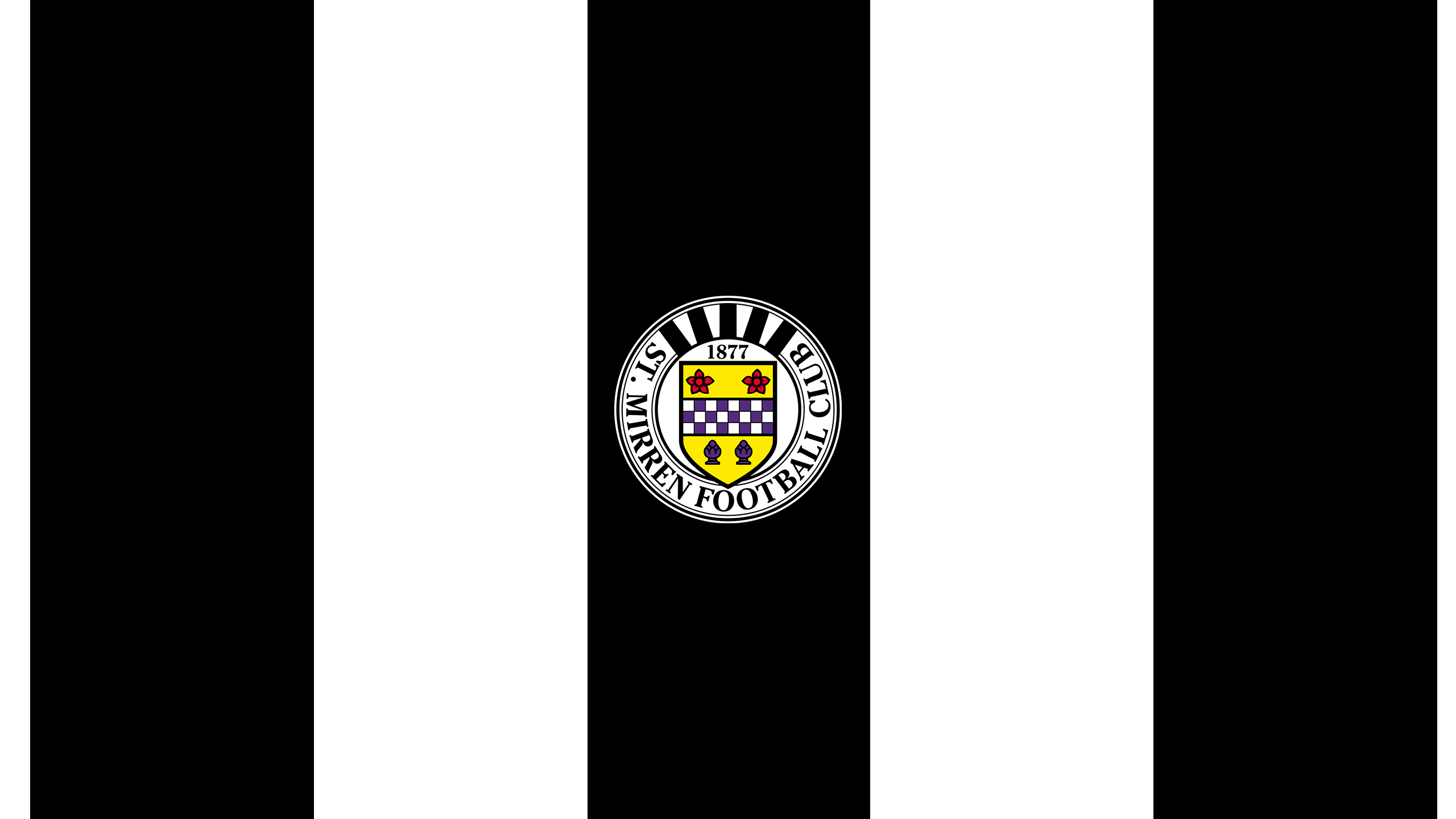 St Mirren F.C. Logo on Black and White Stripes HD Wallpaper