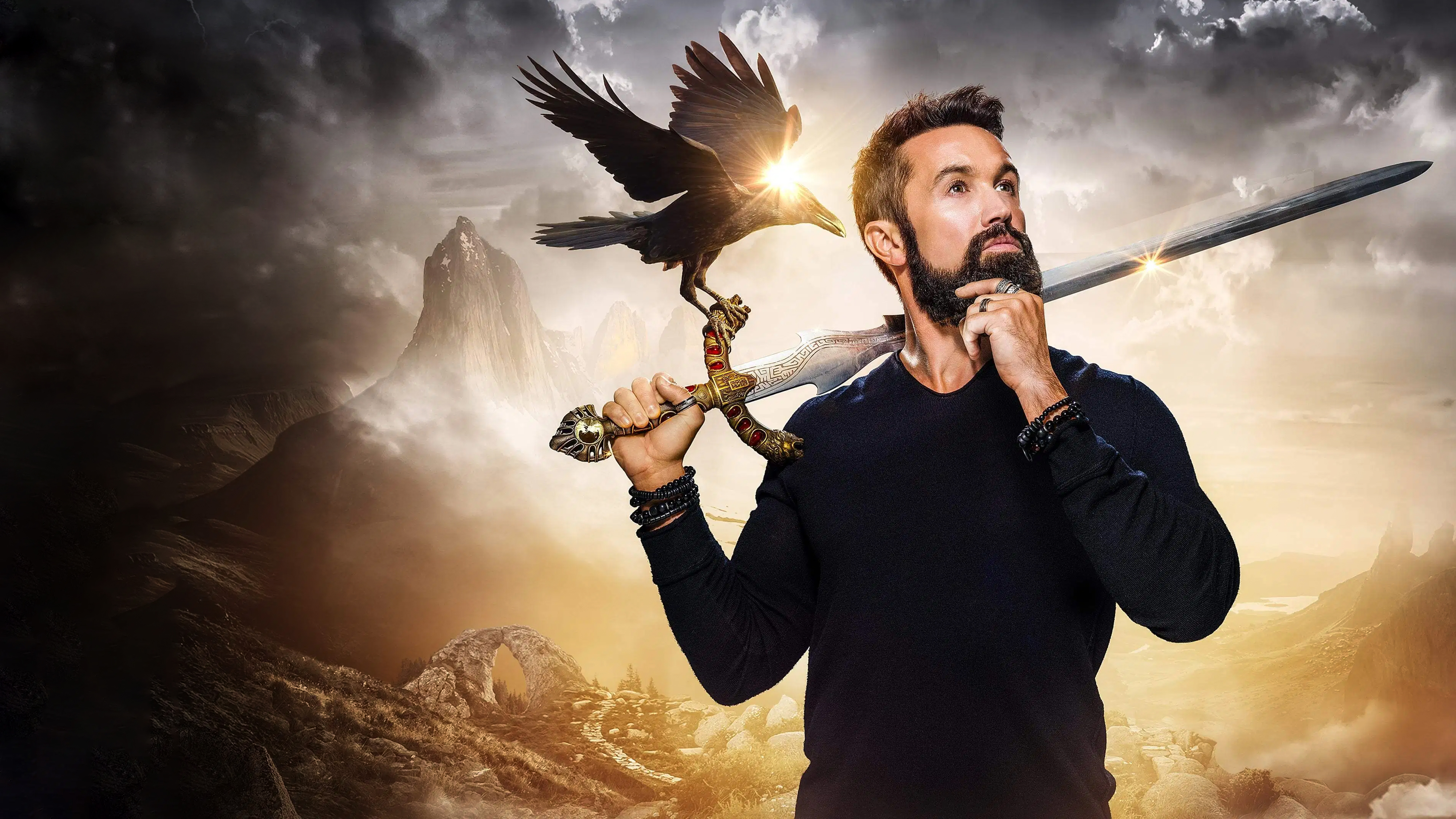 Mythic Quest: Rob McElhenney with Sword and Raven HD Wallpaper