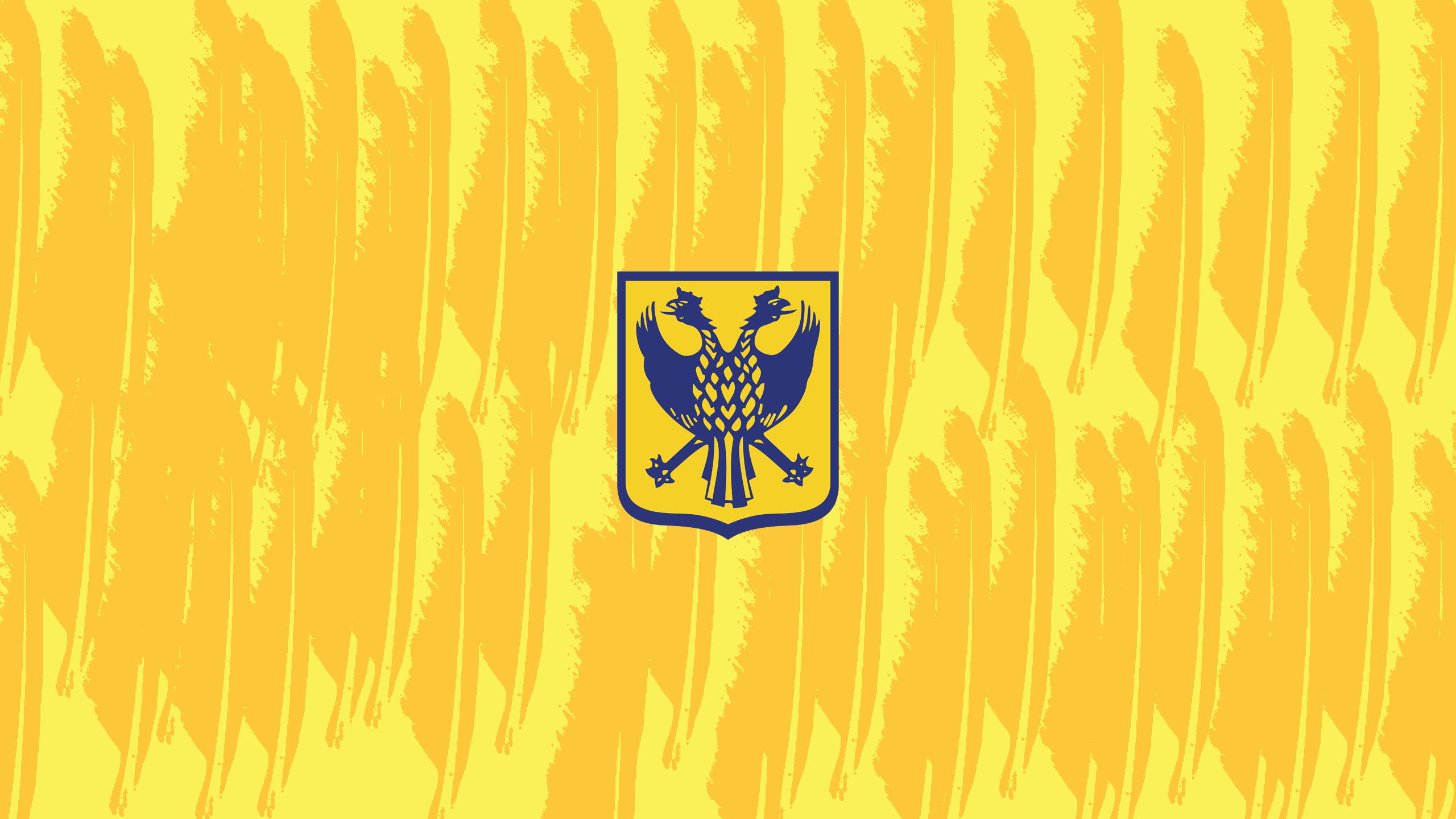 Sint-Truidense V.V. Soccer Emblem on Yellow Feather Pattern HD Wallpaper