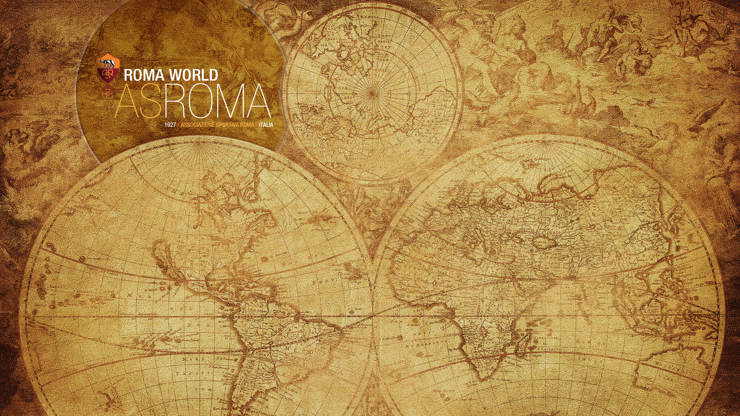 AS Roma Emblem on Vintage World Map HD Wallpaper