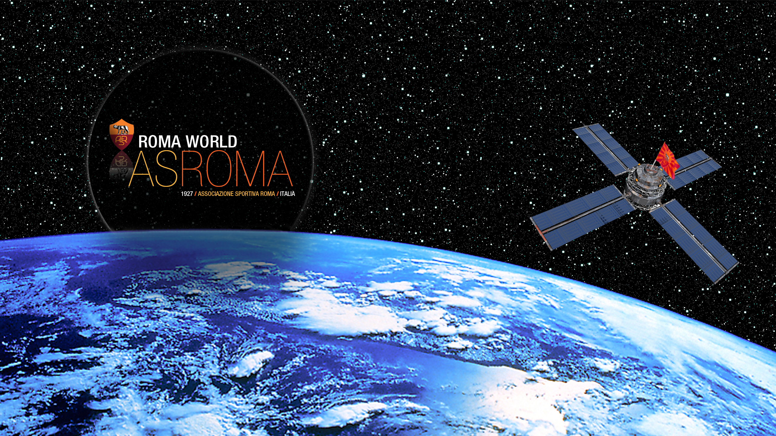 A.S. Roma World logo and satellite in space HD Wallpaper