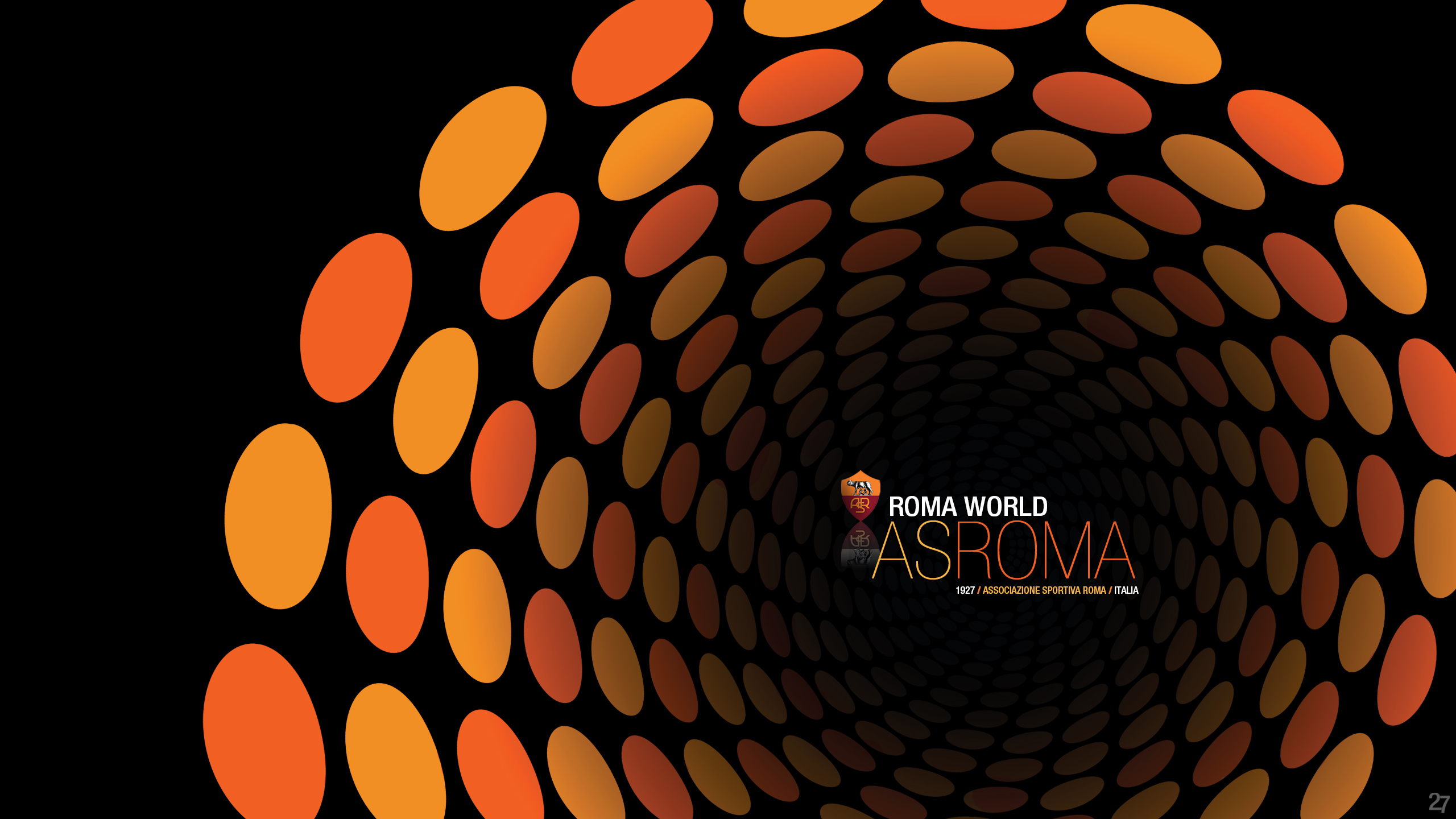 A.S. Roma logo on black with orange elliptical tunnel HD Wallpaper