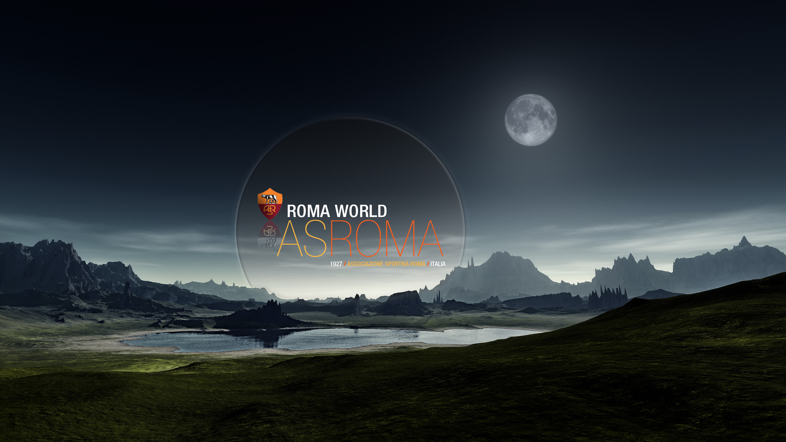 AS Roma World Logo in Moonlit Landscape HD Wallpaper