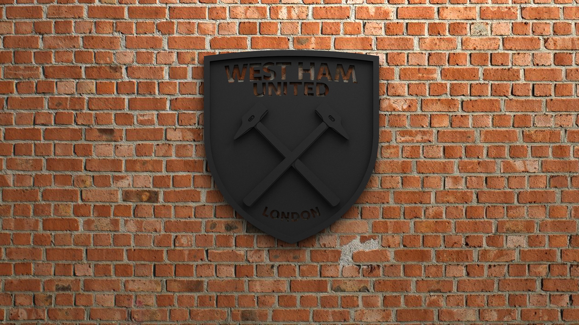West Ham United F.C. Black Emblem on Brick Wall HD Wallpaper