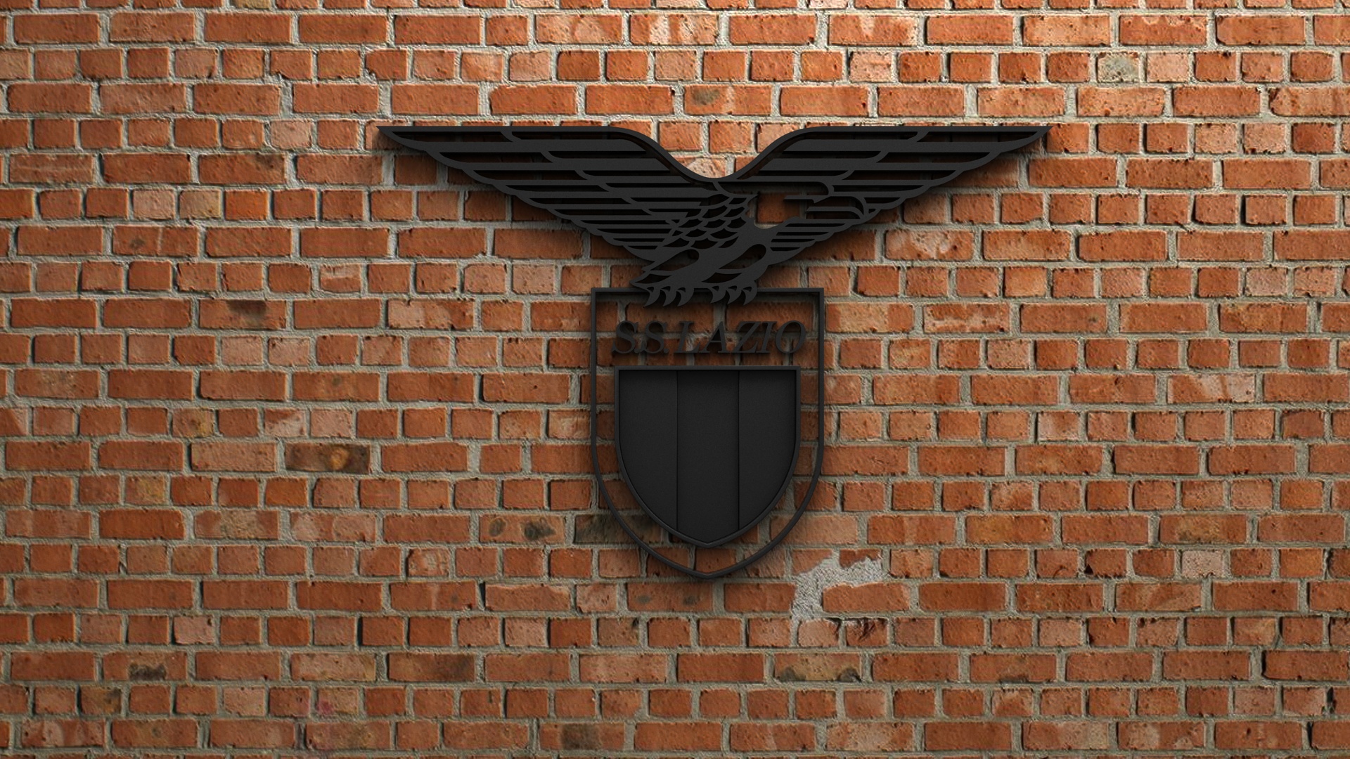 S.S. Lazio black emblem on brick wall HD Wallpaper