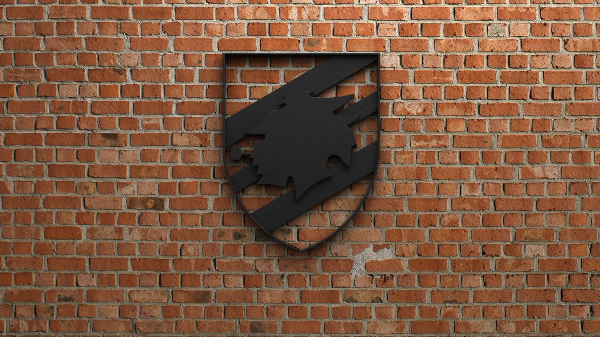 Black U.C. Sampdoria logo emblem on brick wall HD Wallpaper