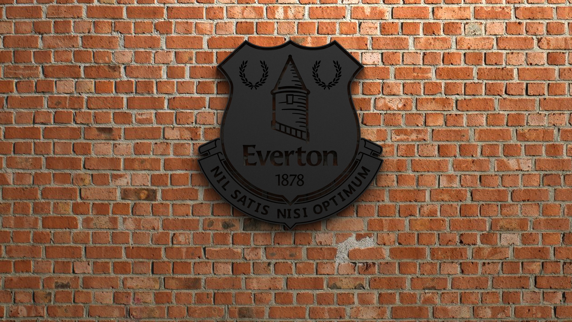 Dark Everton F.C. Emblem on Brick Wall HD Wallpaper