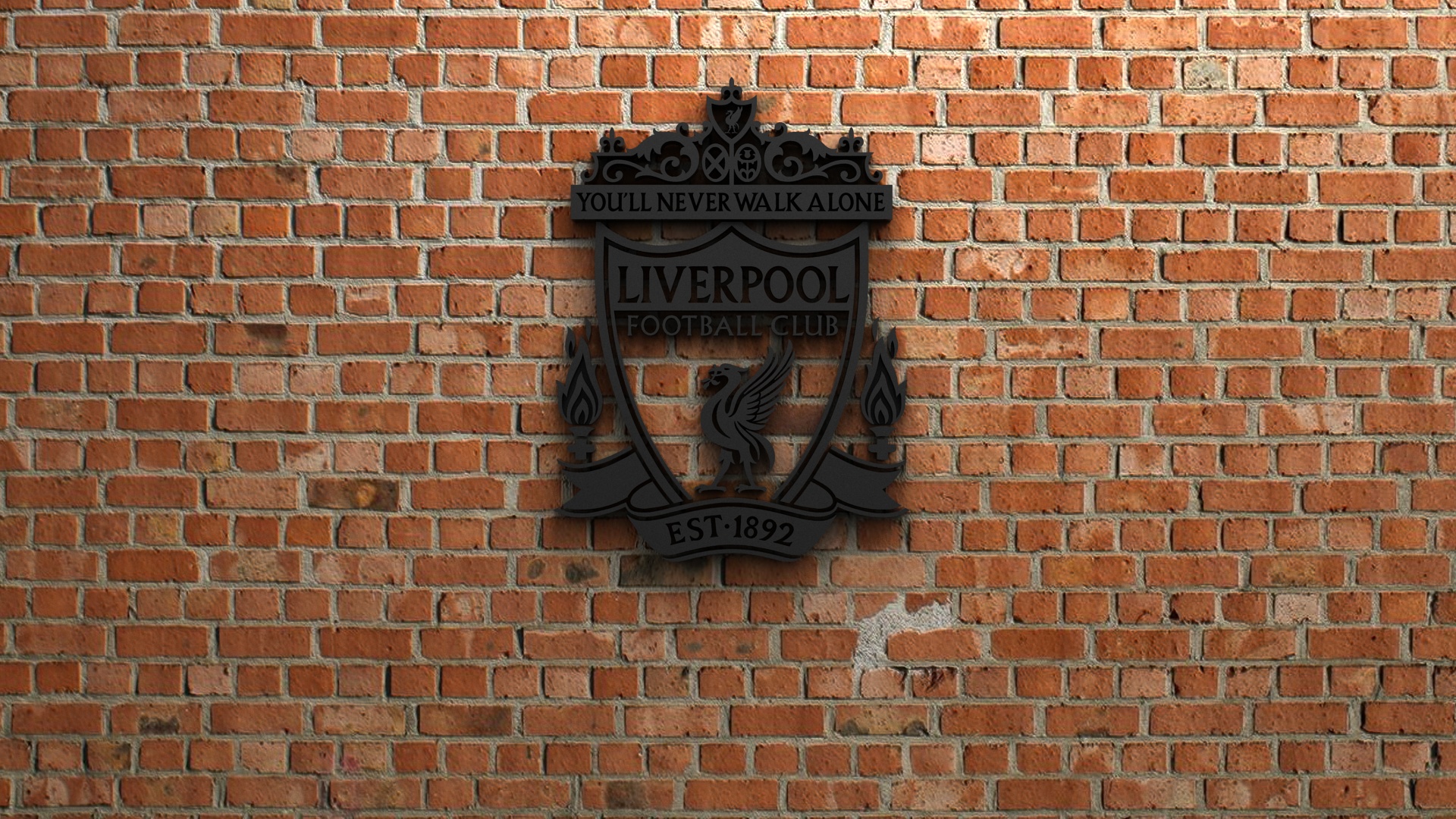 Liverpool F.C. Logo on Brick Wall HD Wallpaper