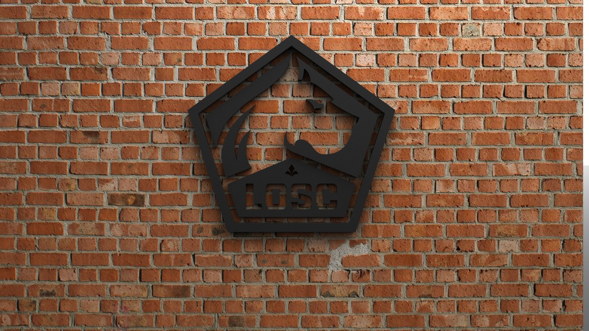 Lille OSC Soccer Emblem on Brick Wall HD Wallpaper