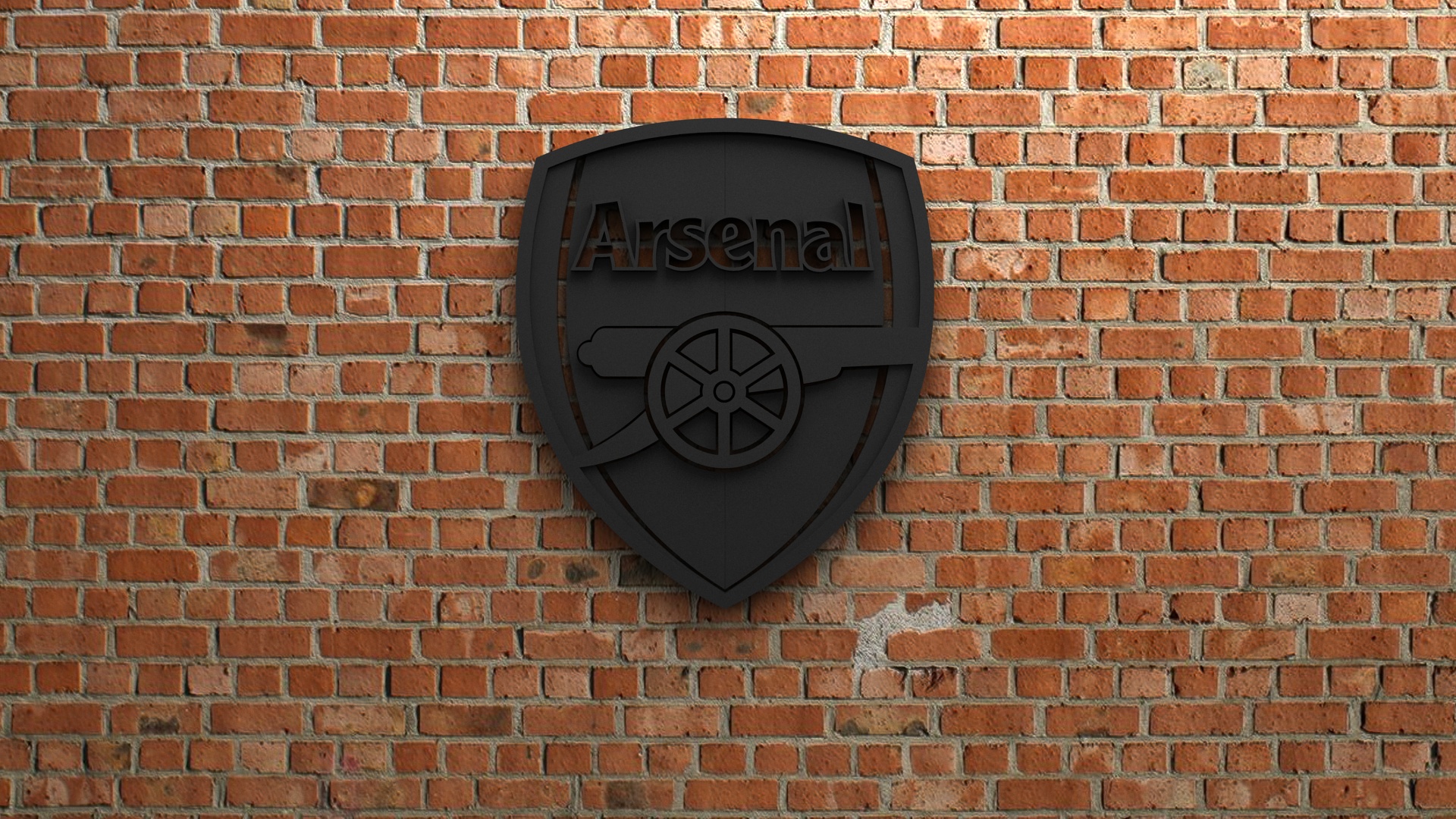 3D Arsenal F.C. Logo on Brick Wall HD Wallpaper