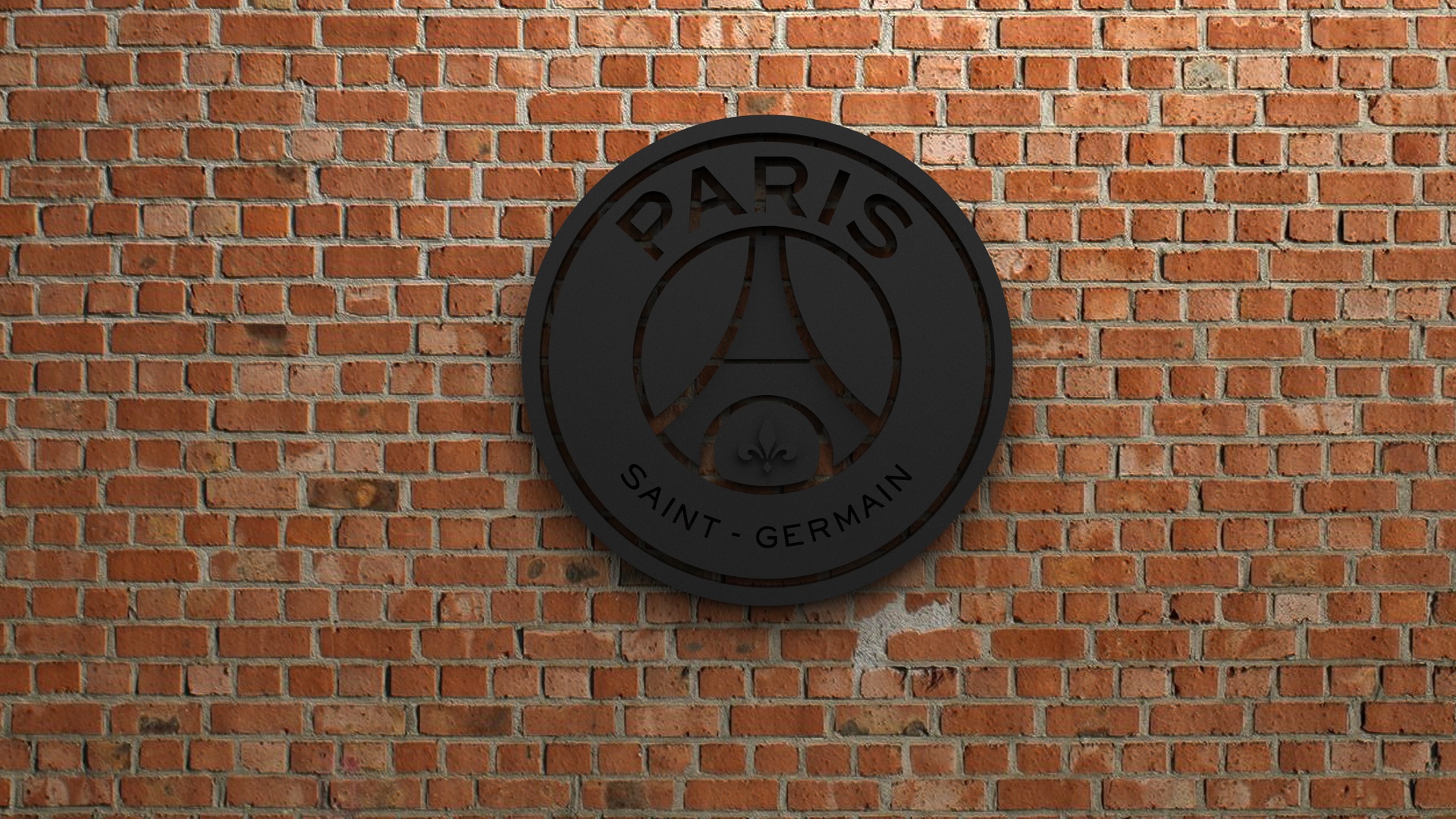 Paris Saint-Germain F.C. Black Logo on Brick Wall HD Wallpaper