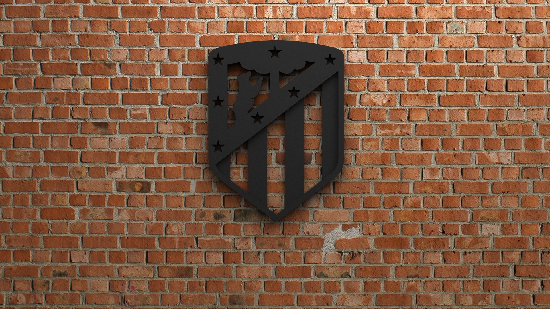 Atlético Madrid Emblem on Brick Wall HD Wallpaper