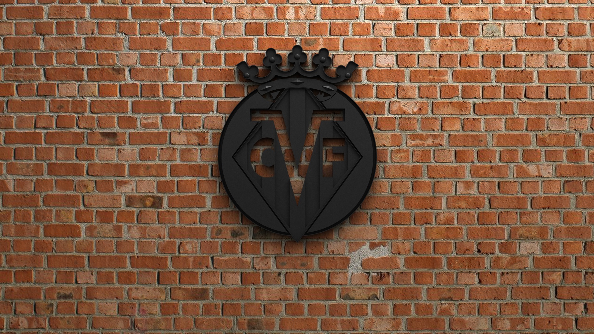 Villarreal CF 3D Logo Emblem on Brick Wall HD Wallpaper