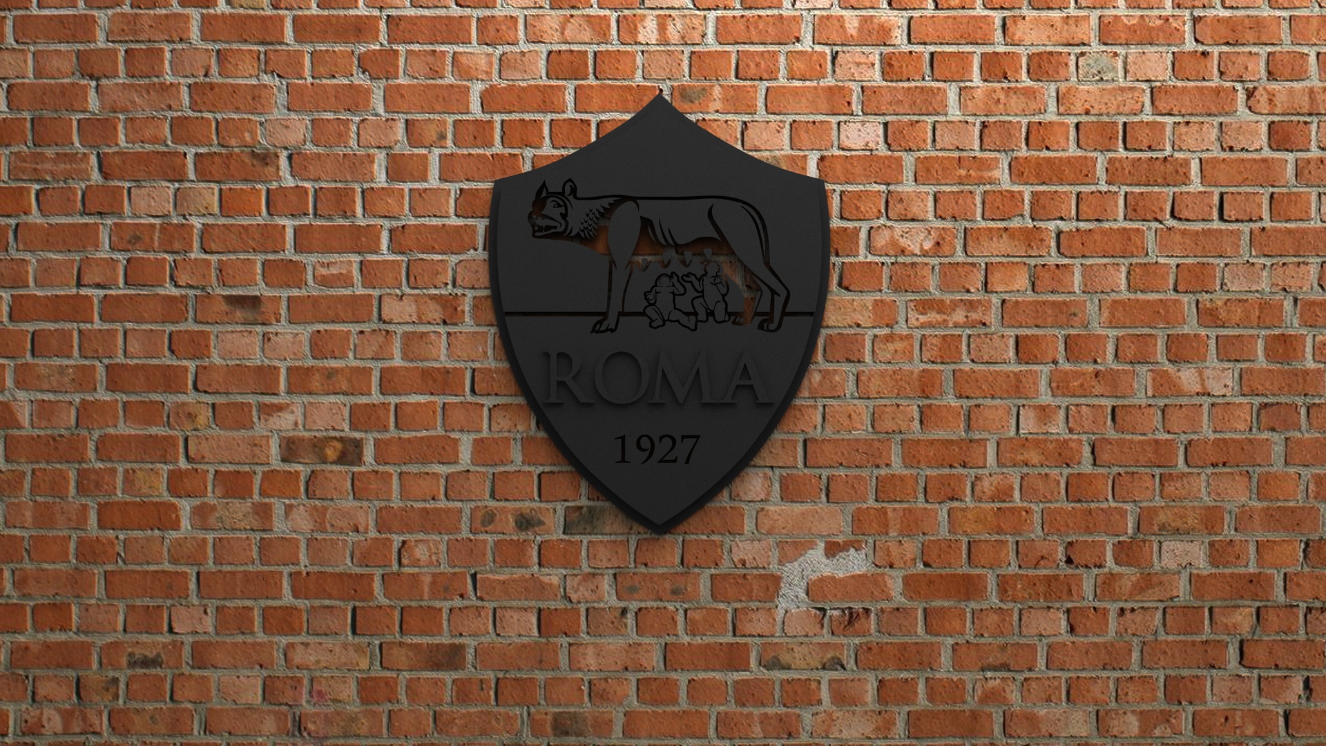 A.S. Roma logo emblem on a brick wall HD Wallpaper