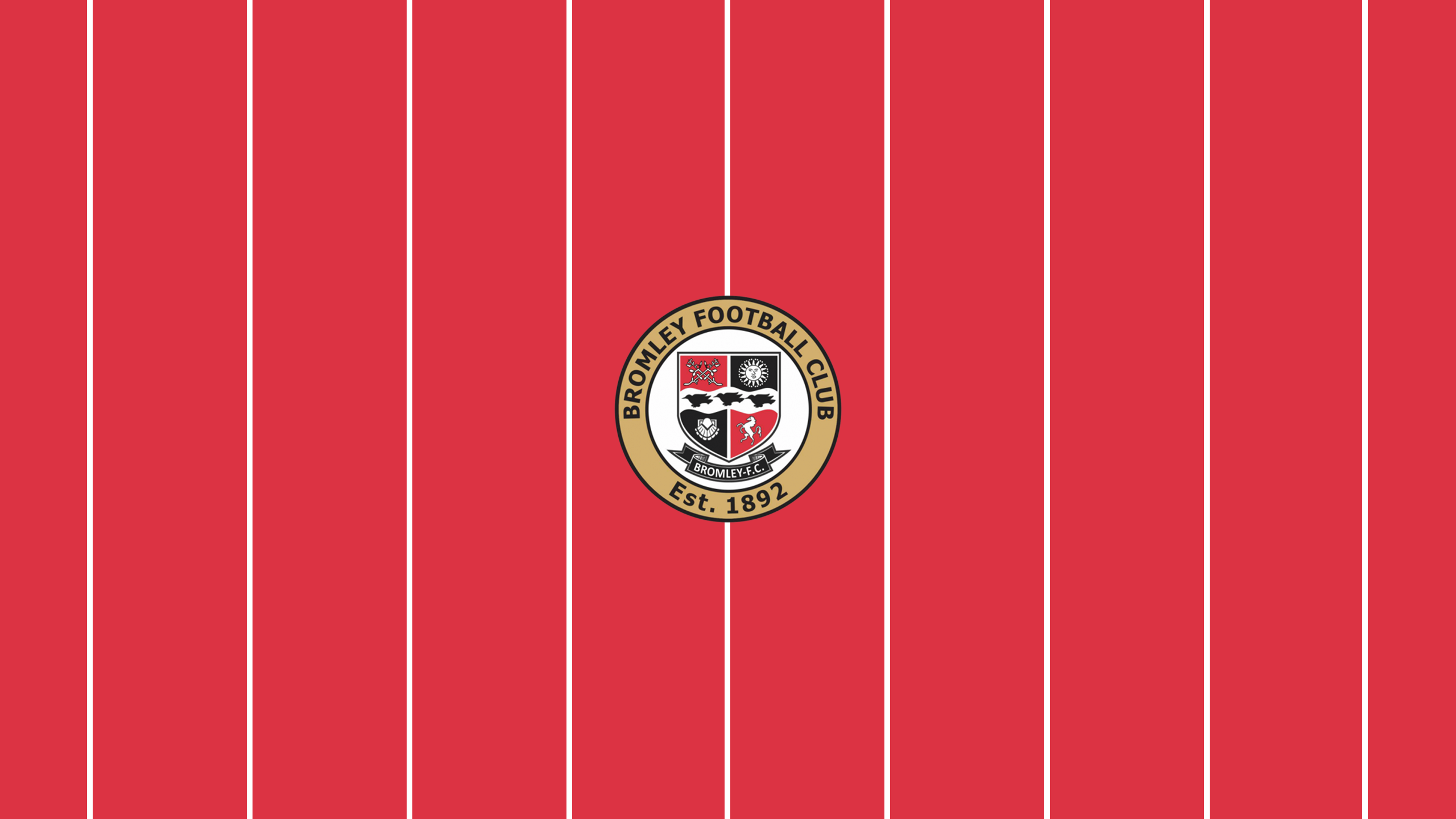 Bromley F.C. Soccer Logo on Red Striped Background HD Wallpaper