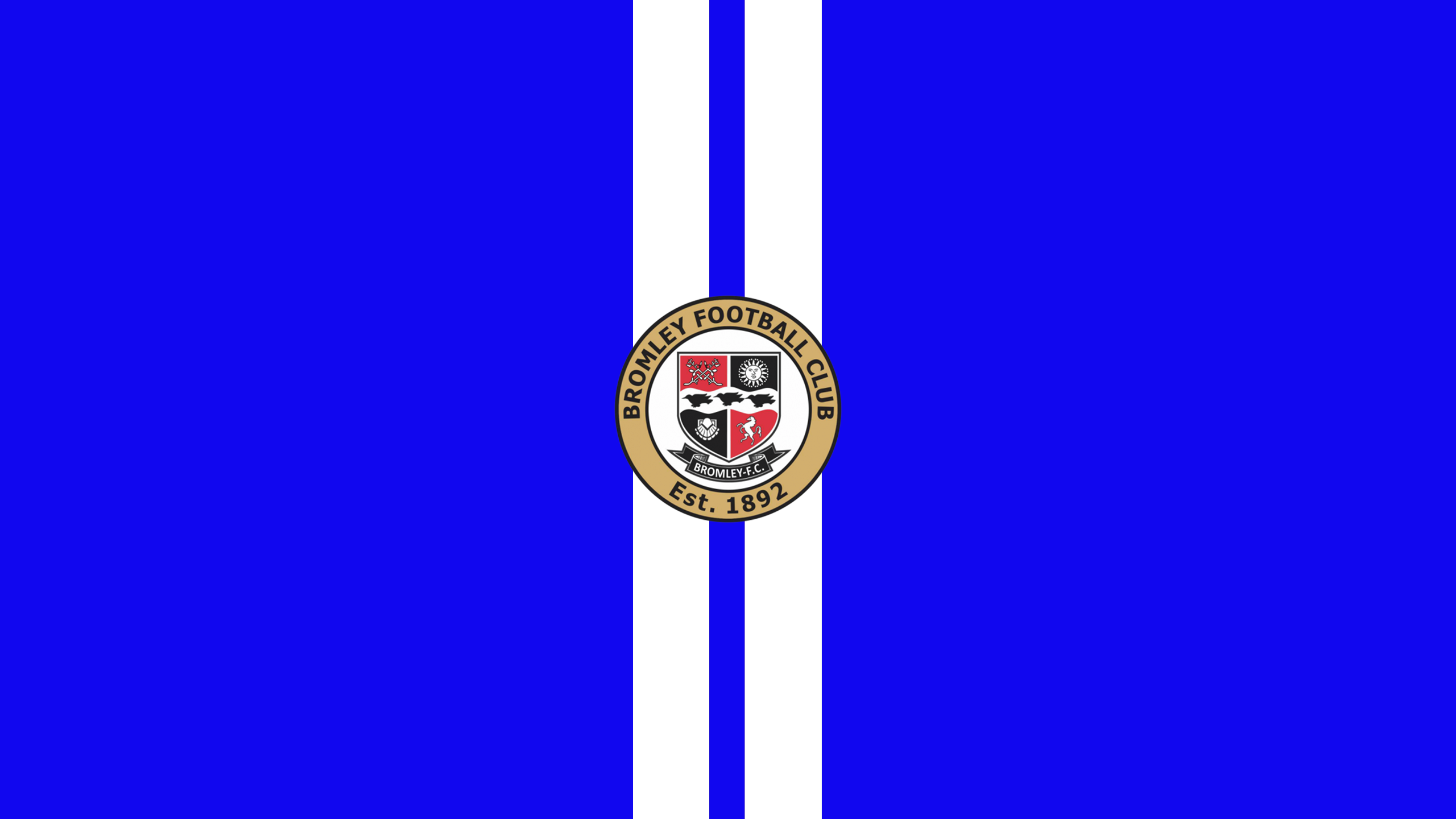 Bromley F.C. Soccer Club Emblem with Blue and White Stripes HD Wallpaper