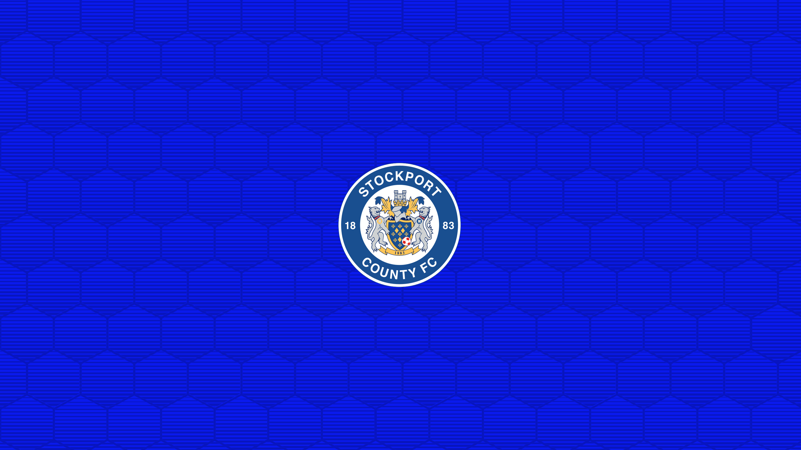 Stockport County FC Logo Blue Hexagon Pattern HD Wallpaper