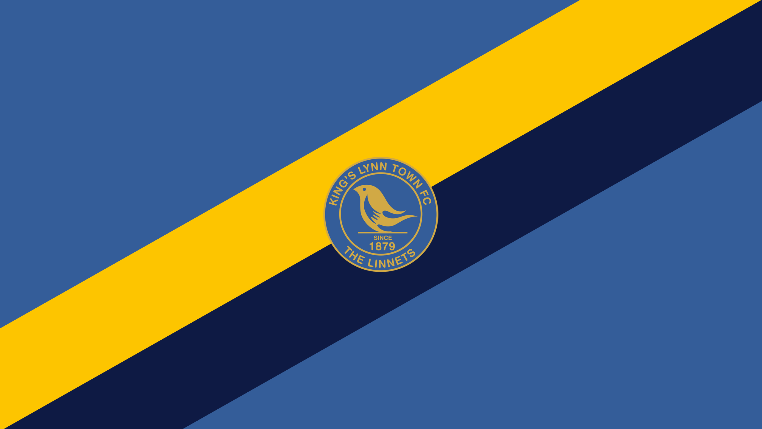 King's Lynn Town F.C. Logo on Blue Yellow Stripes HD Wallpaper