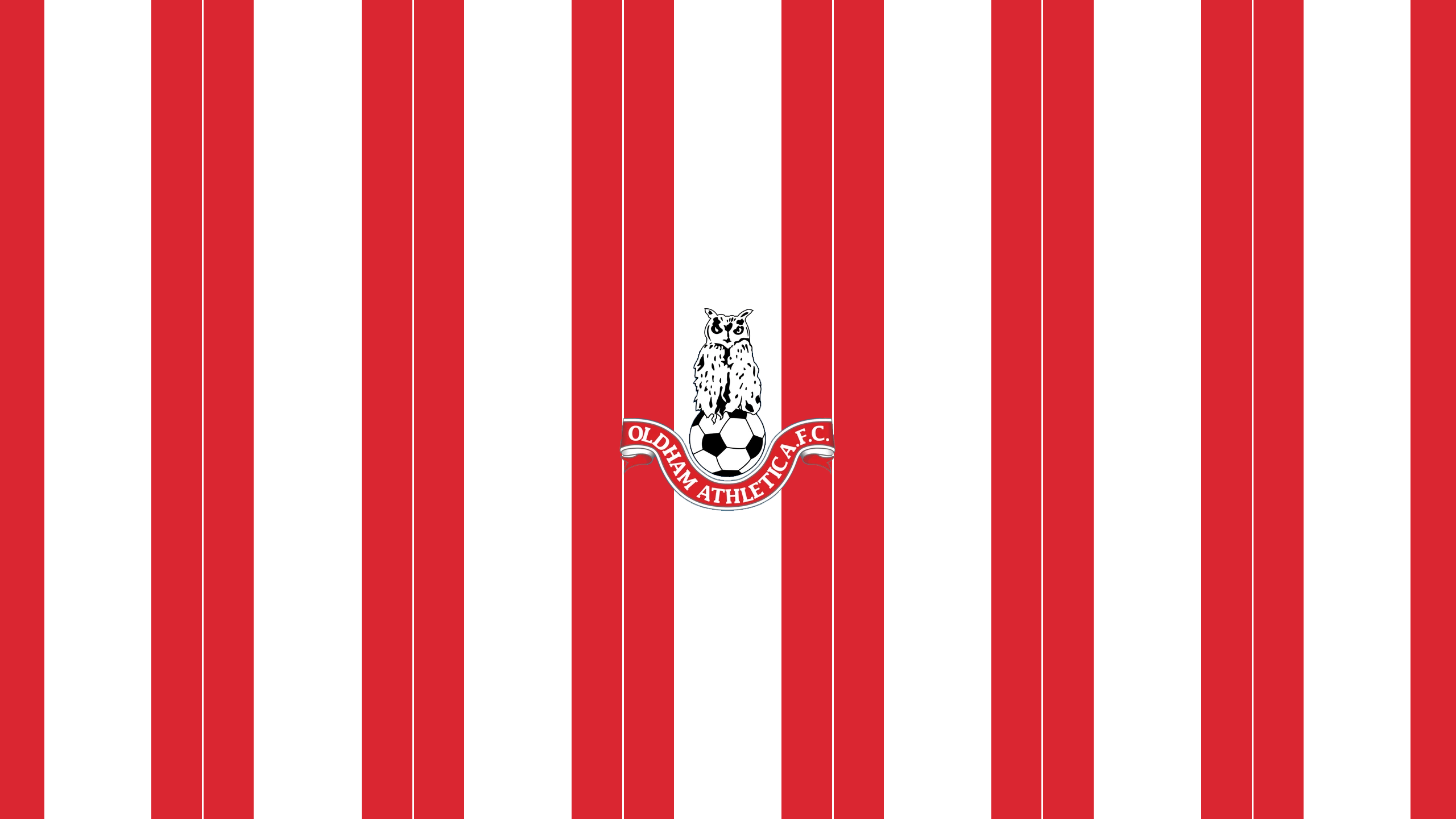 Oldham Athletic A.F.C. Soccer Emblem Red White Stripes HD Wallpaper