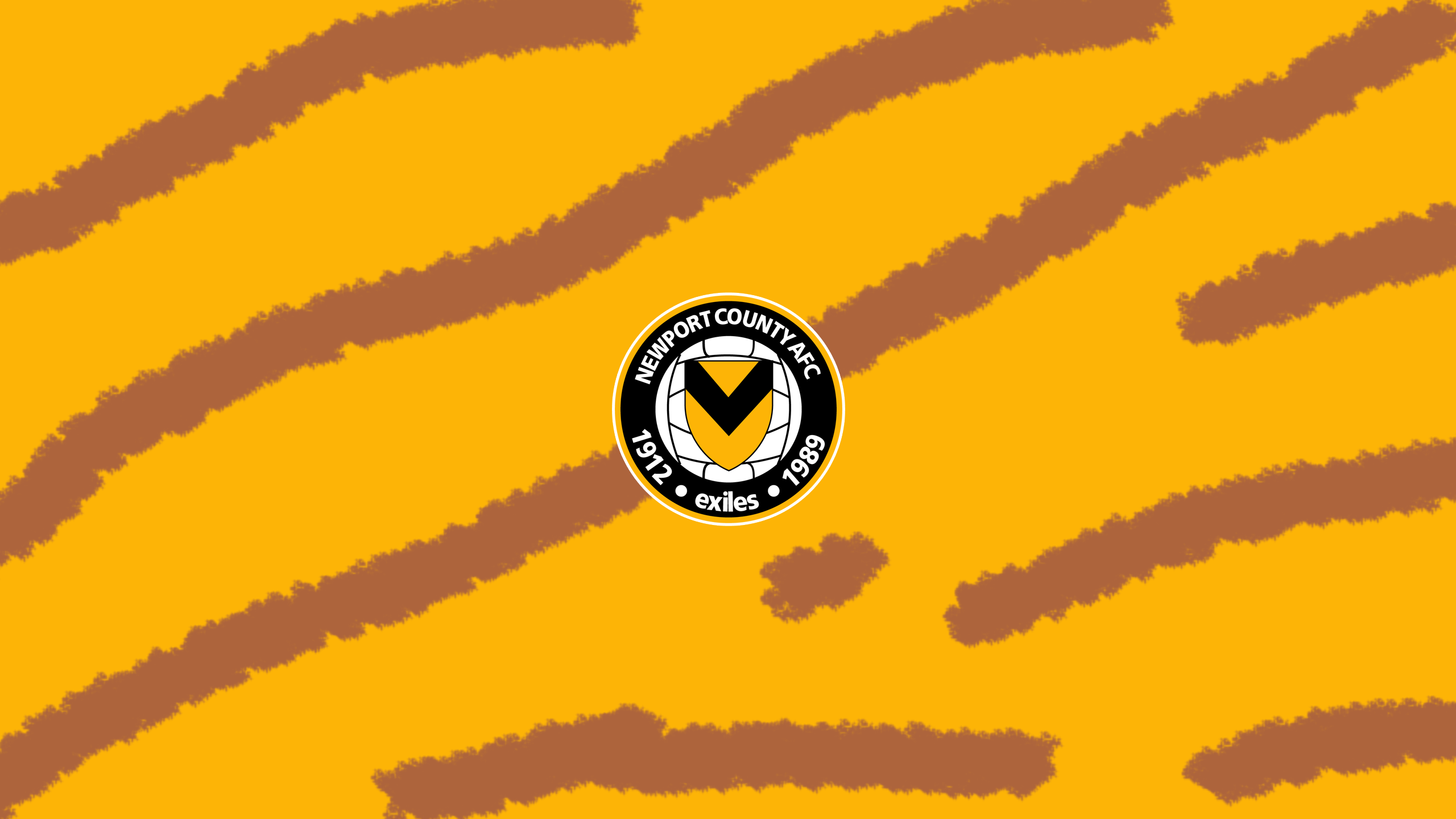 Newport County A.F.C. Logo on Tiger Stripe Background HD Wallpaper