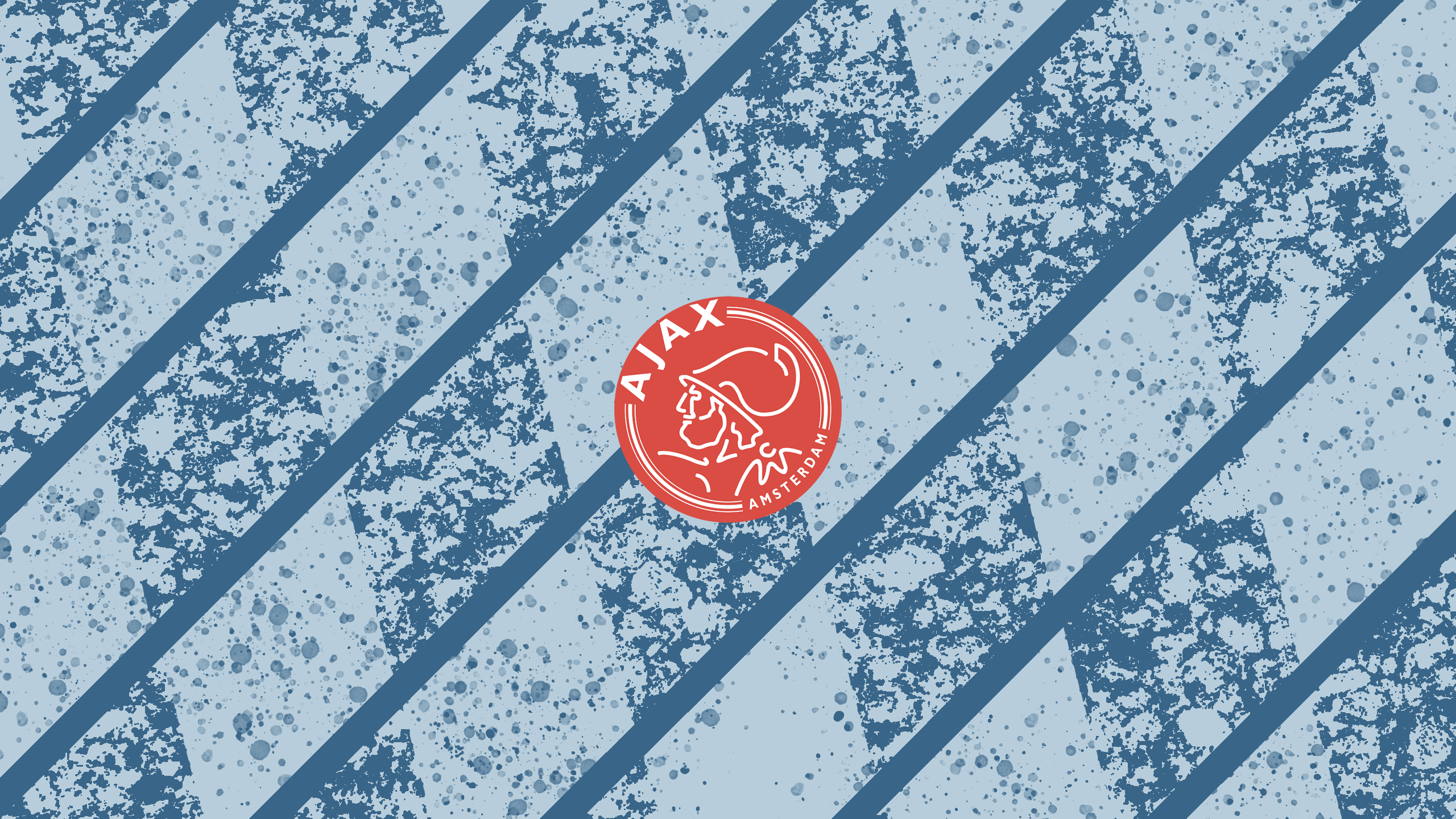 AFC Ajax Logo with Textured Blue Stripes HD Wallpaper