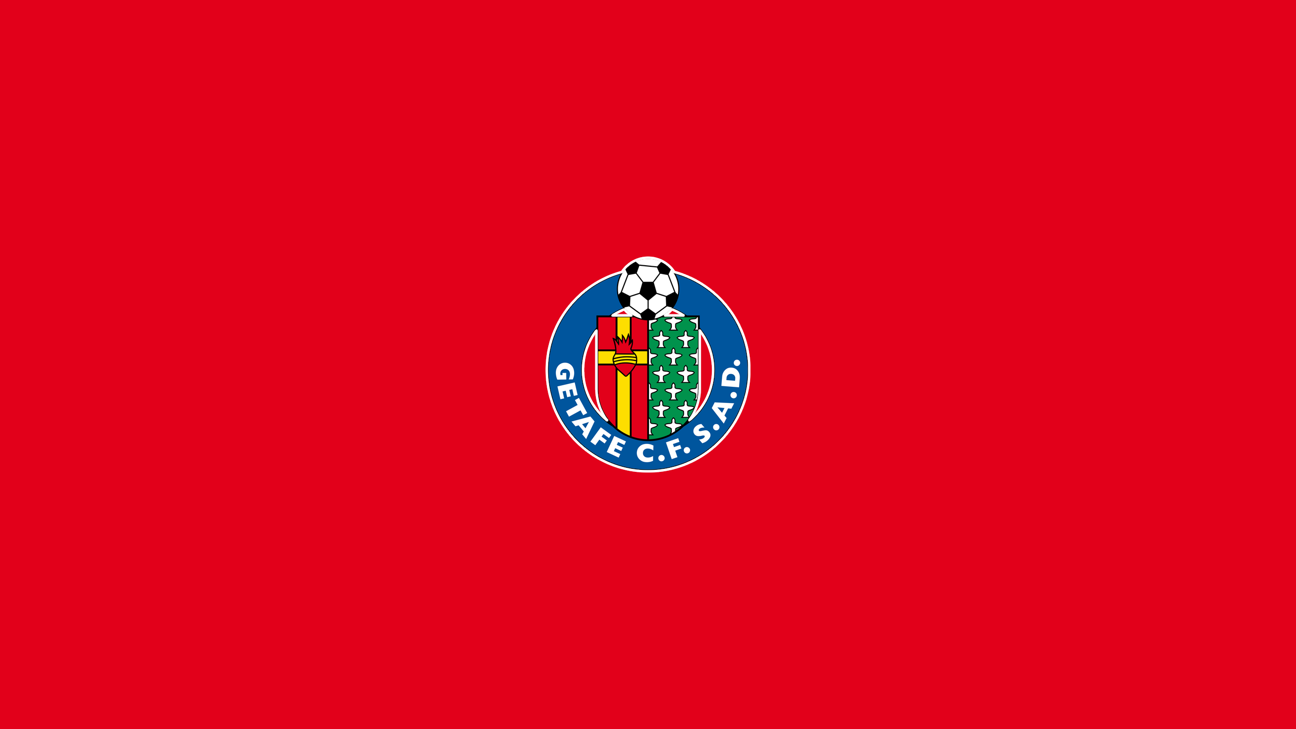 Getafe CF Soccer Logo on Red HD Wallpaper