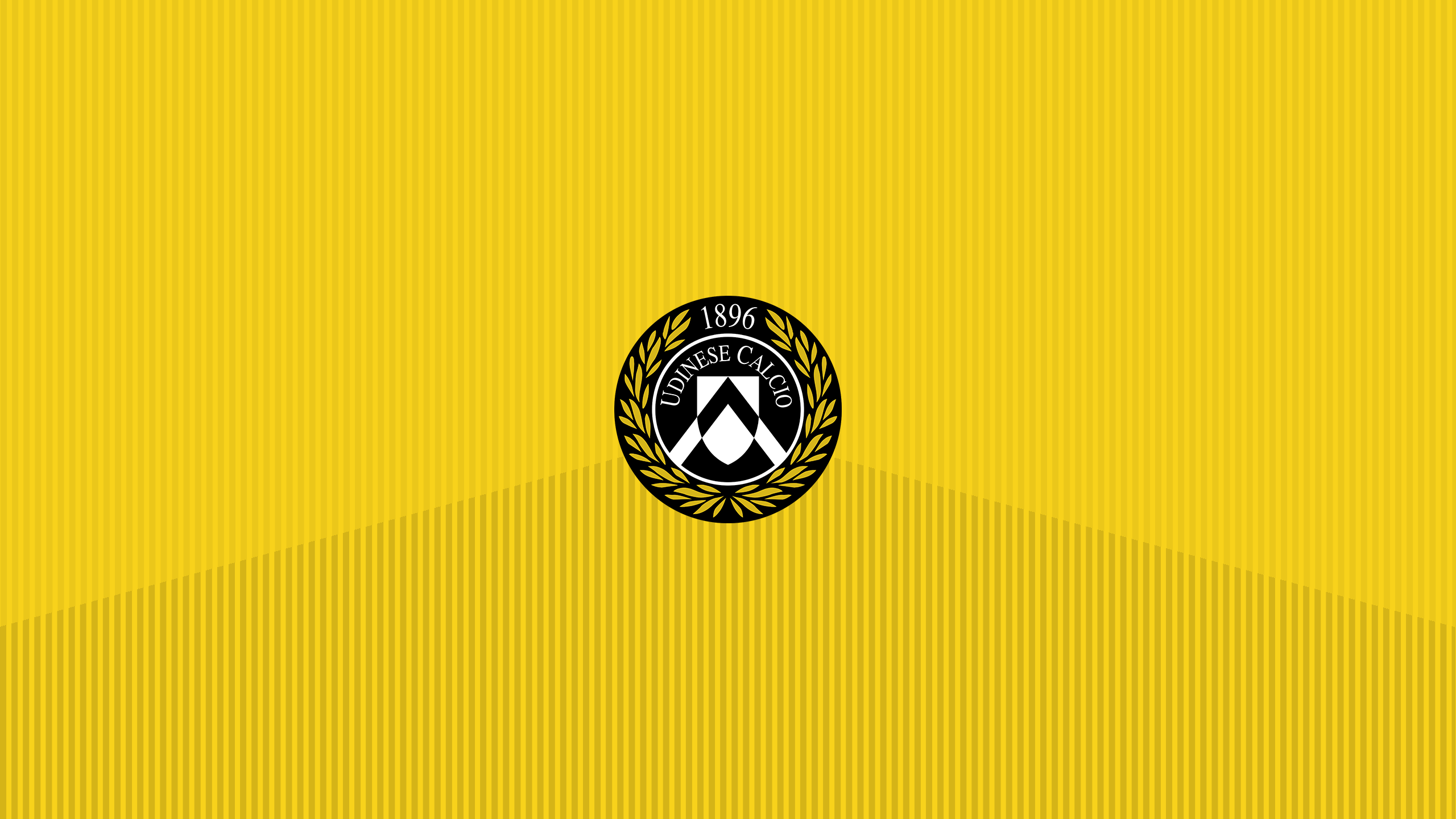 Udinese Calcio Emblem on Yellow Striped Background HD Wallpaper