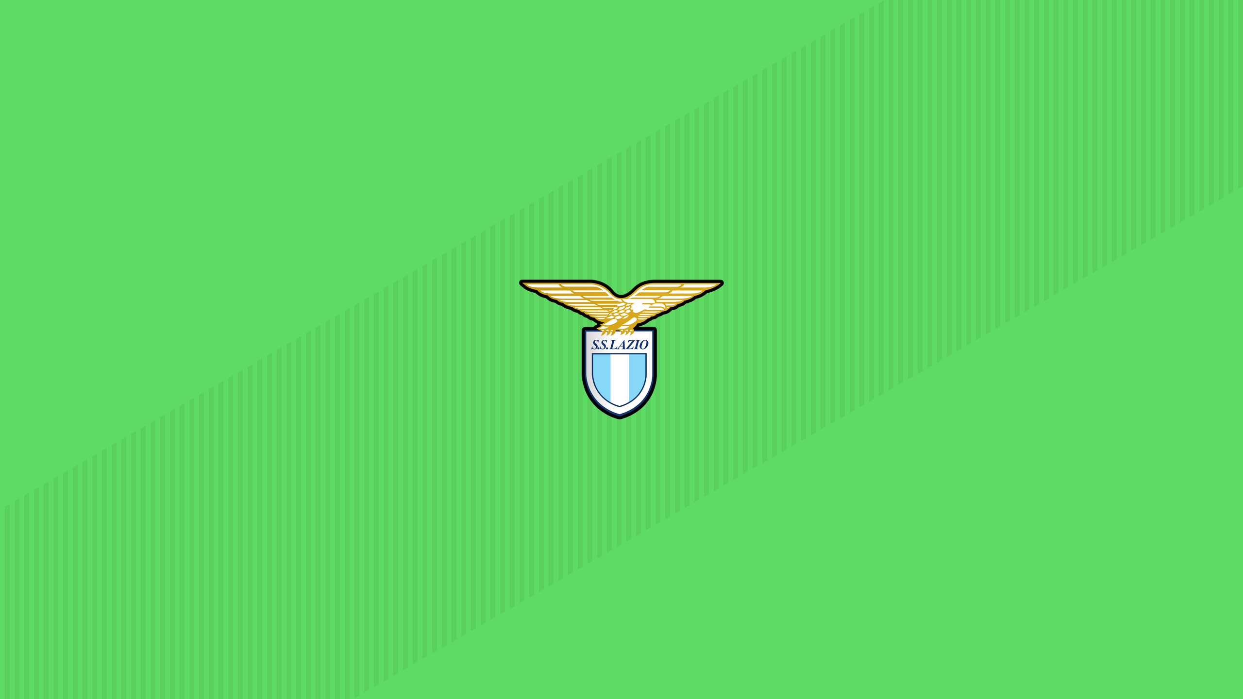 S.S. Lazio Soccer Logo on Green Striped Background HD Wallpaper