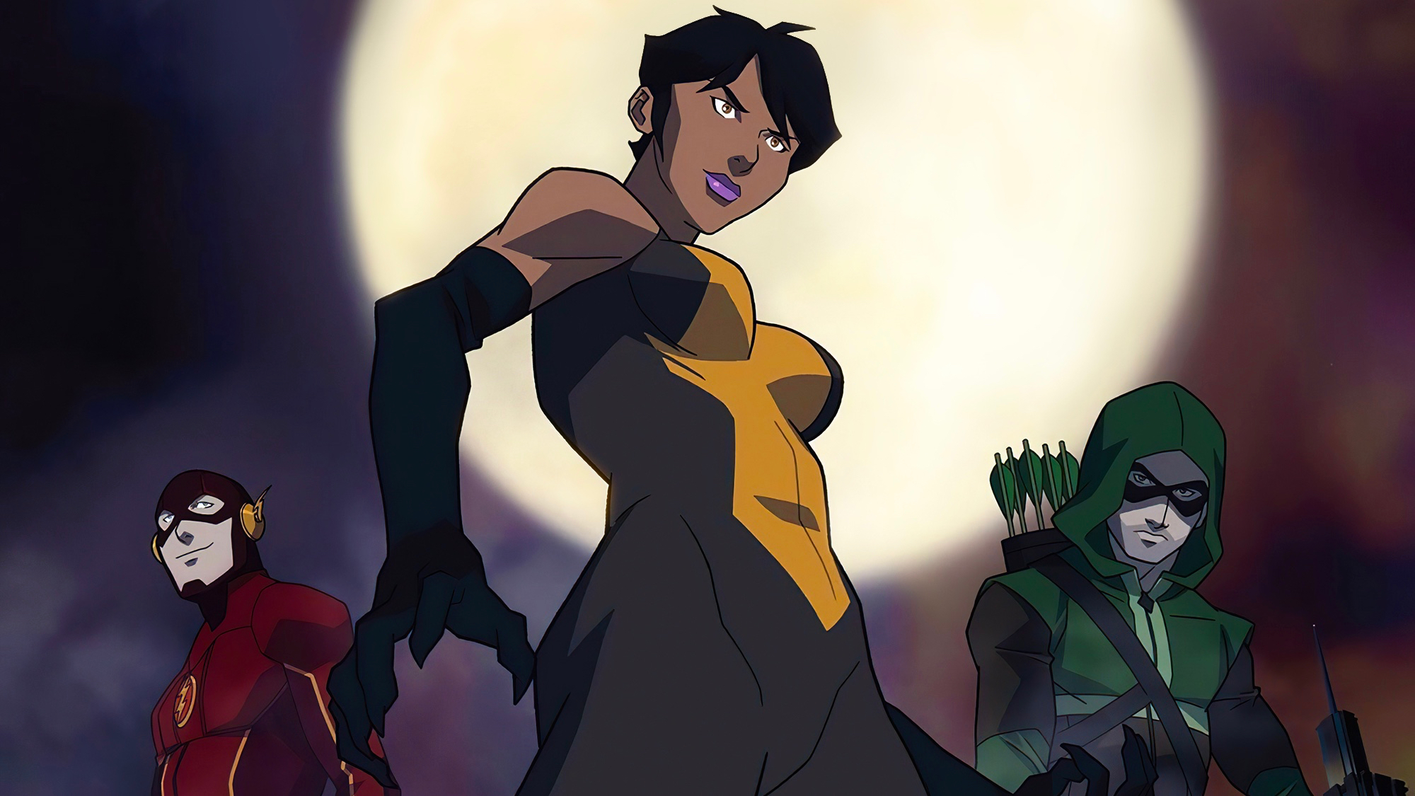 Vixen, Flash, and Green Arrow animated superheroes HD Wallpaper