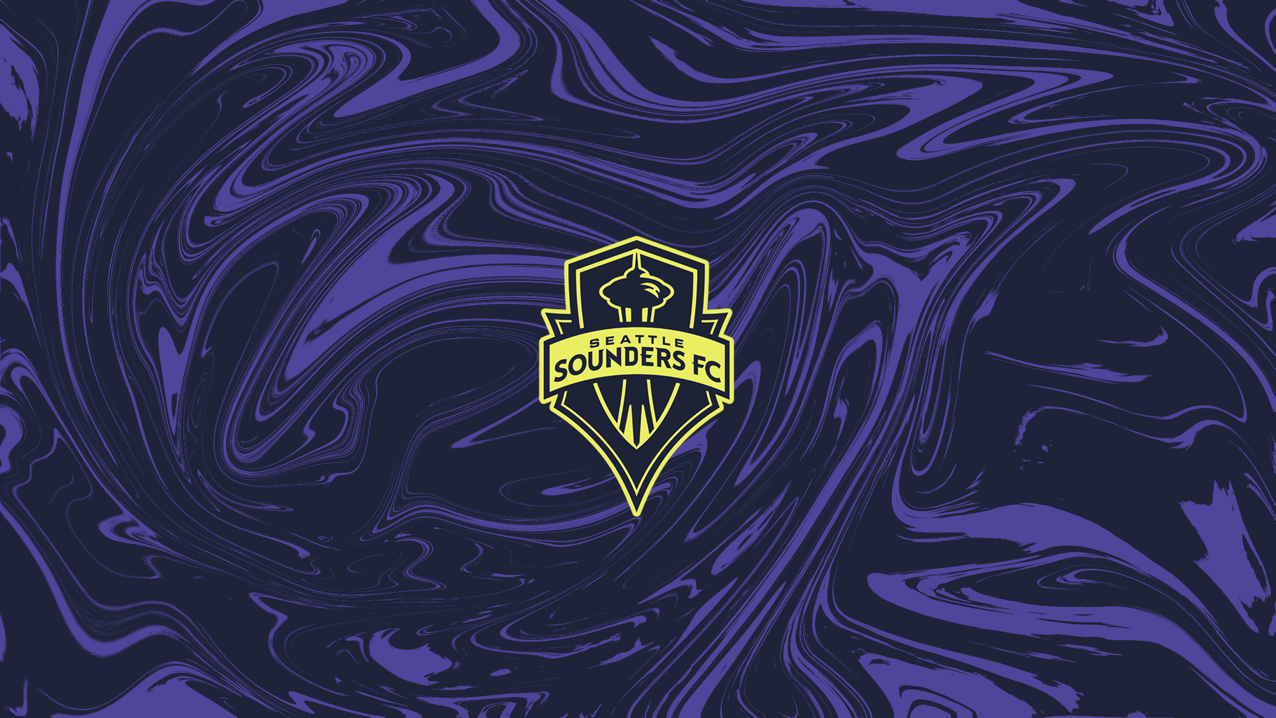 Seattle Sounders FC Logo on Purple Marbled Background HD Wallpaper