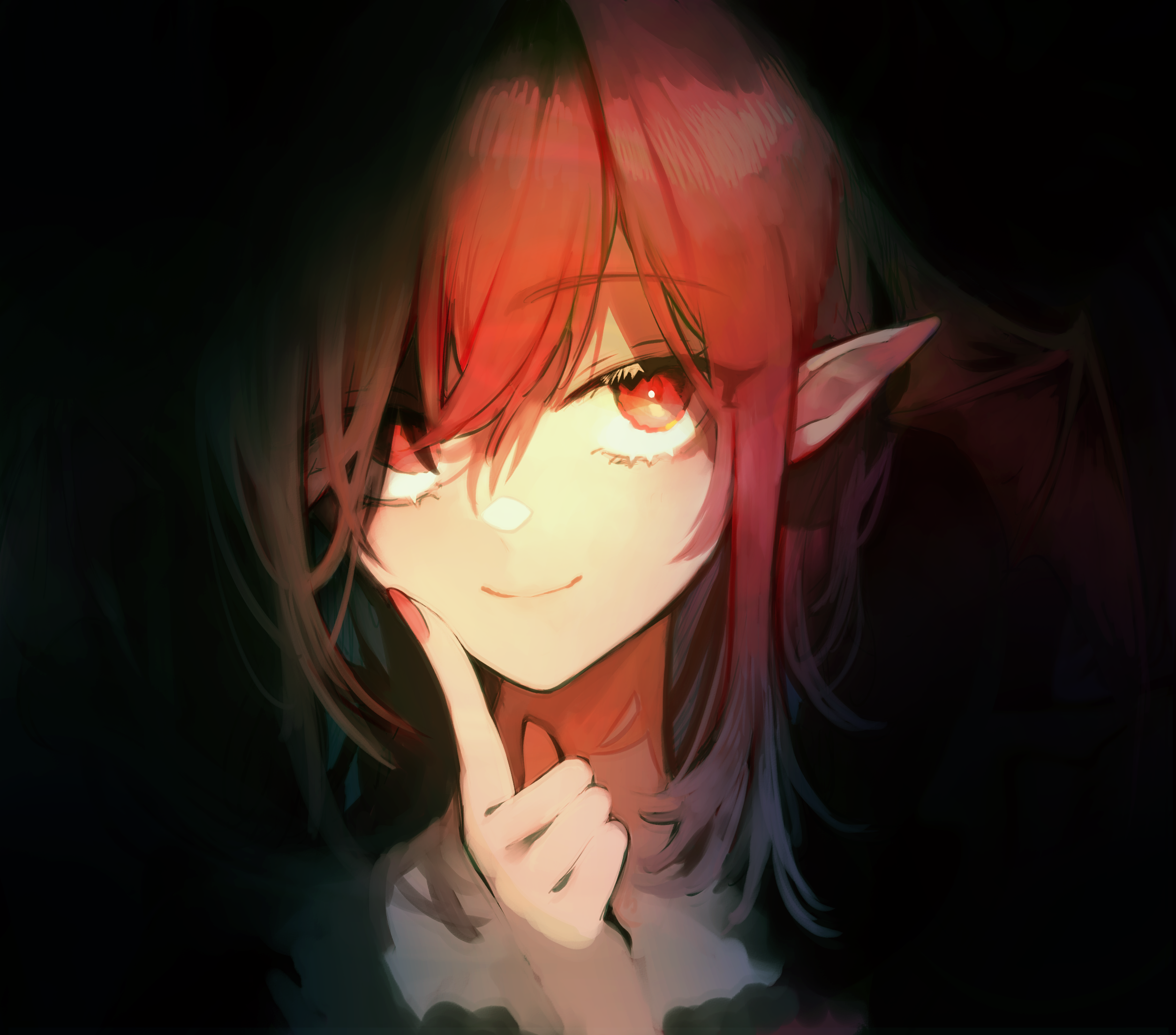Koakuma's alluring smile in dramatic light HD Wallpaper