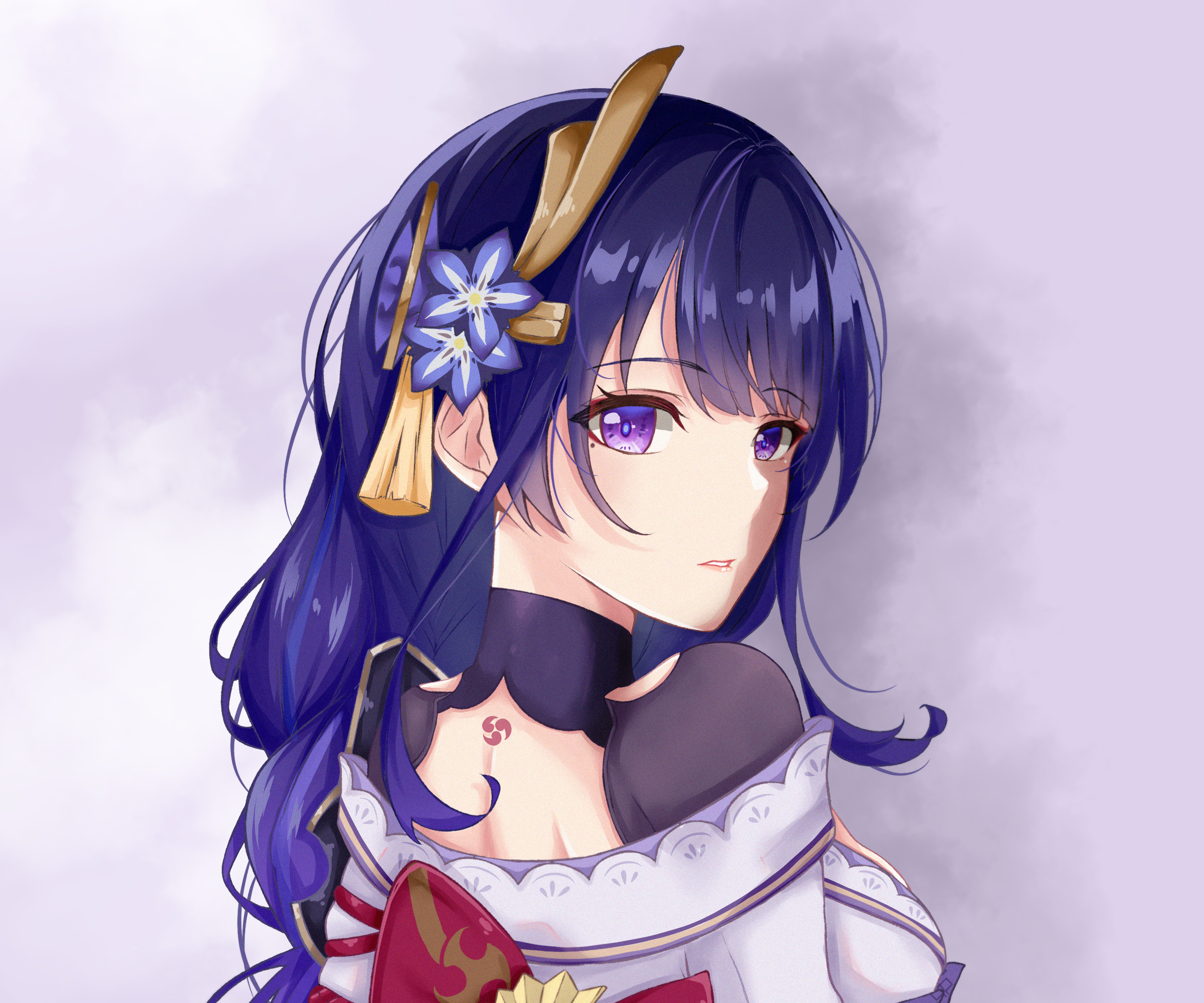 Raiden Shogun (Genshin Impact) with purple hair and eyes HD Wallpaper