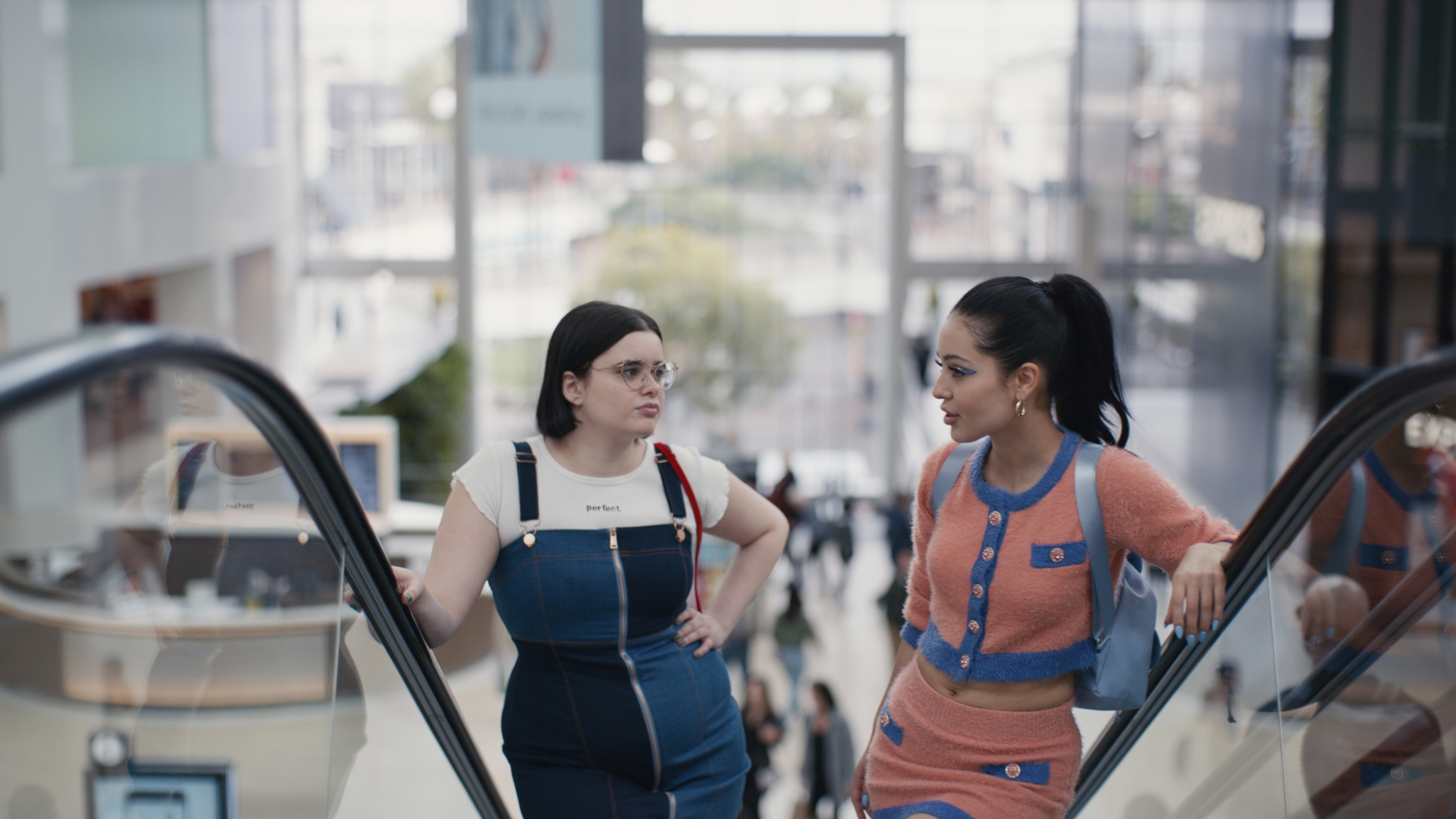 Alexa Demie and Barbie Ferreira on escalator in Euphoria HD Wallpaper