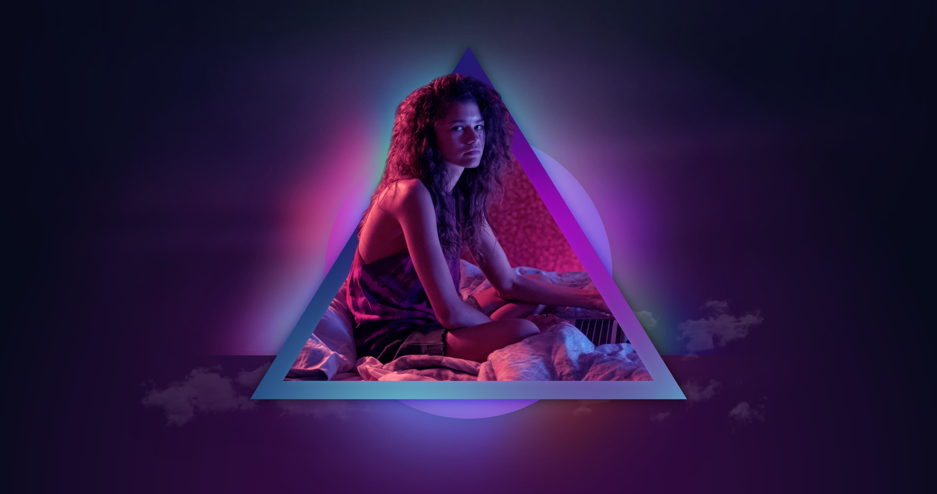 Zendaya Euphoria Neon Triangle HD Wallpaper