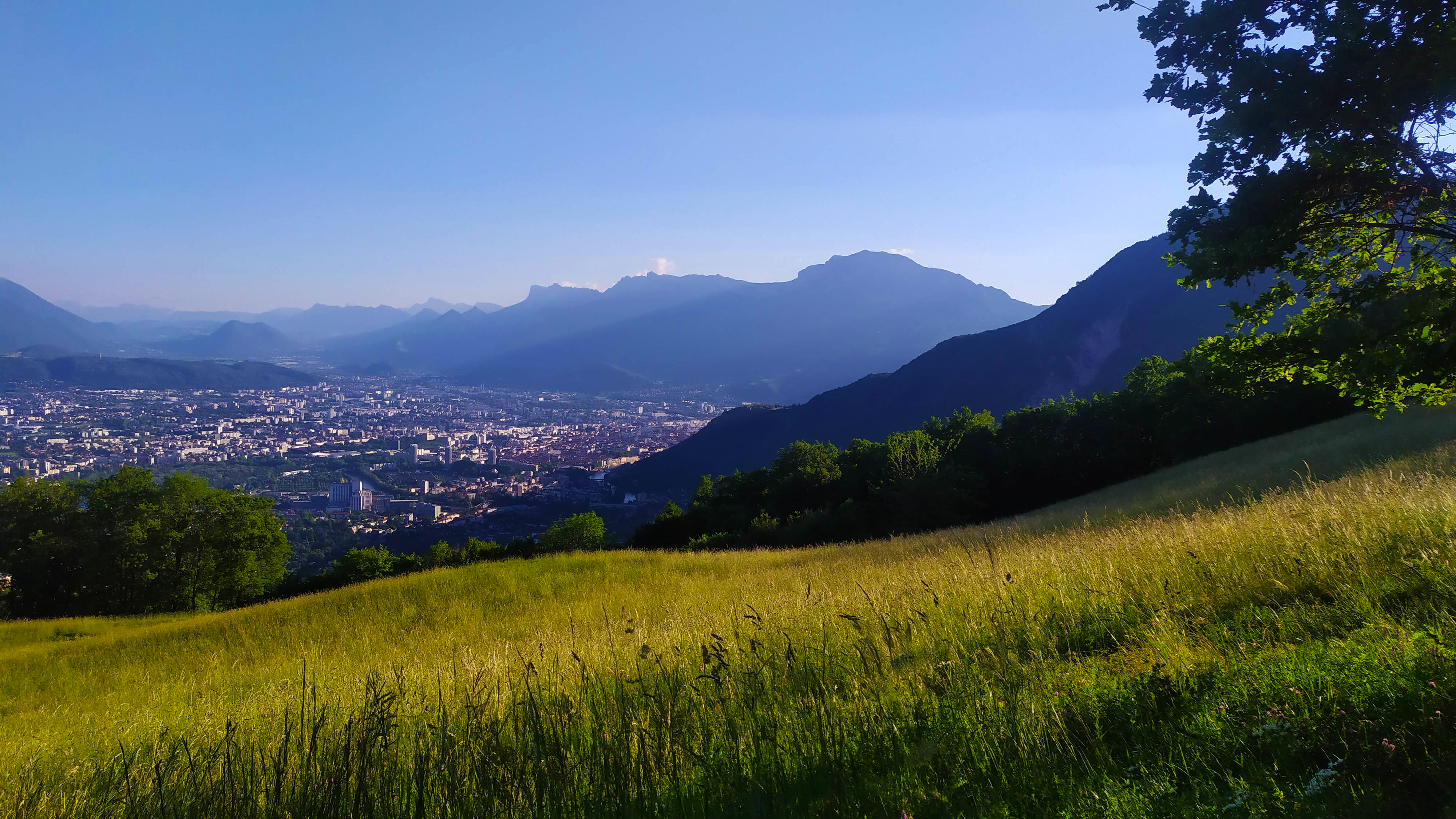 Panoramic French city in a mountain valley HD Wallpaper