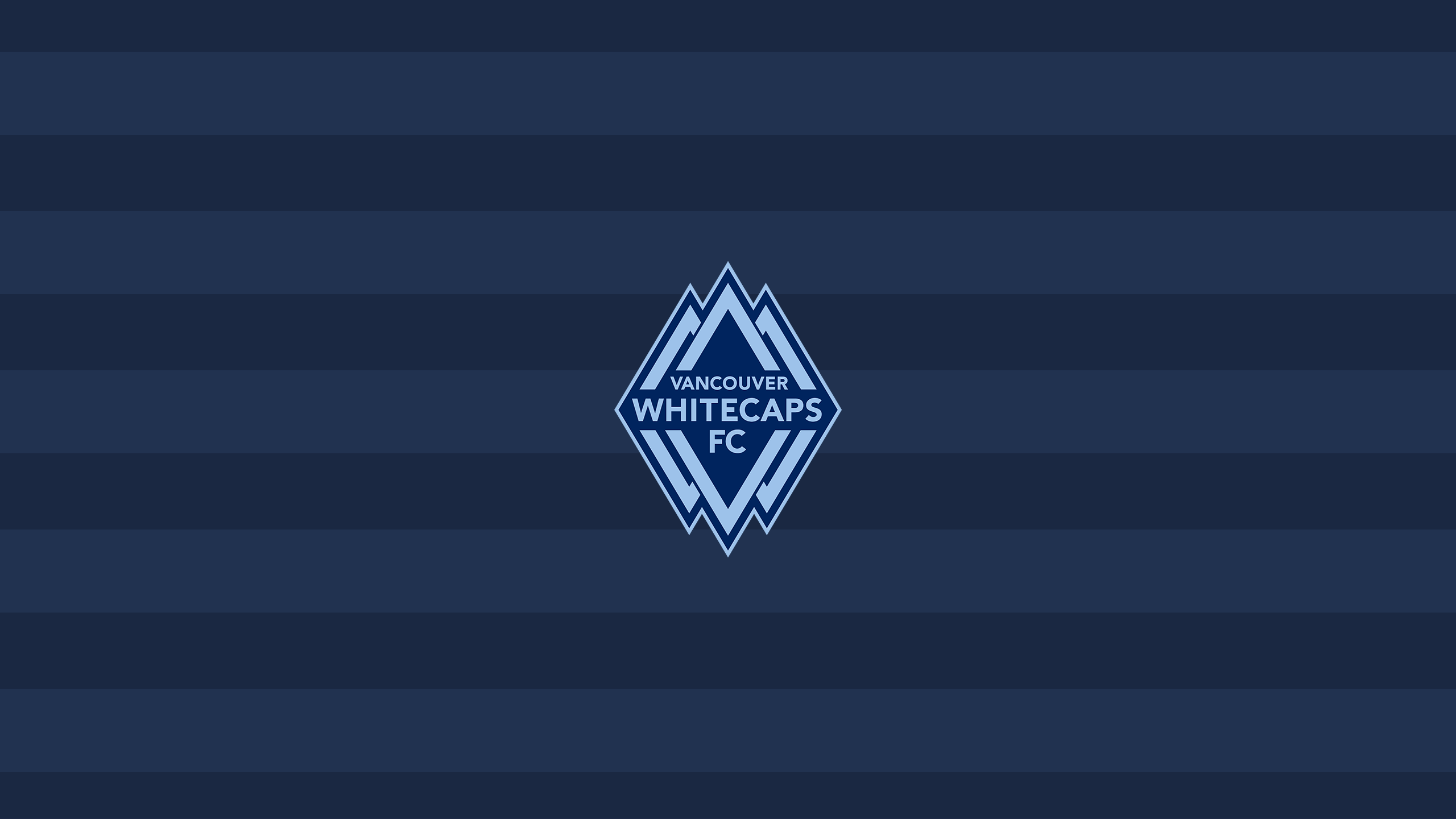 Vancouver Whitecaps FC Soccer Logo on Blue Stripes HD Wallpaper
