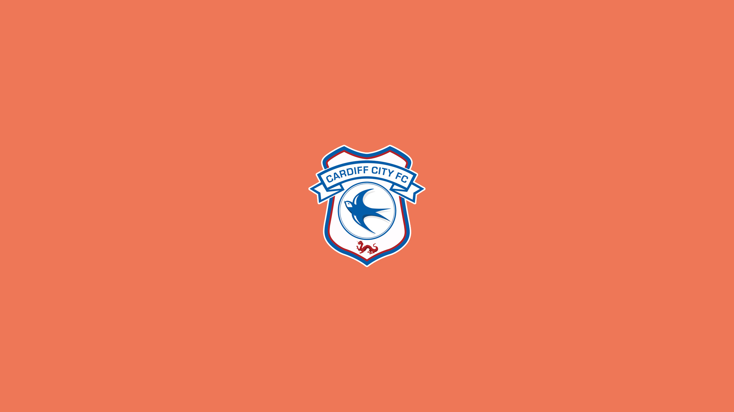 Cardiff City FC Logo on Orange Background HD Wallpaper