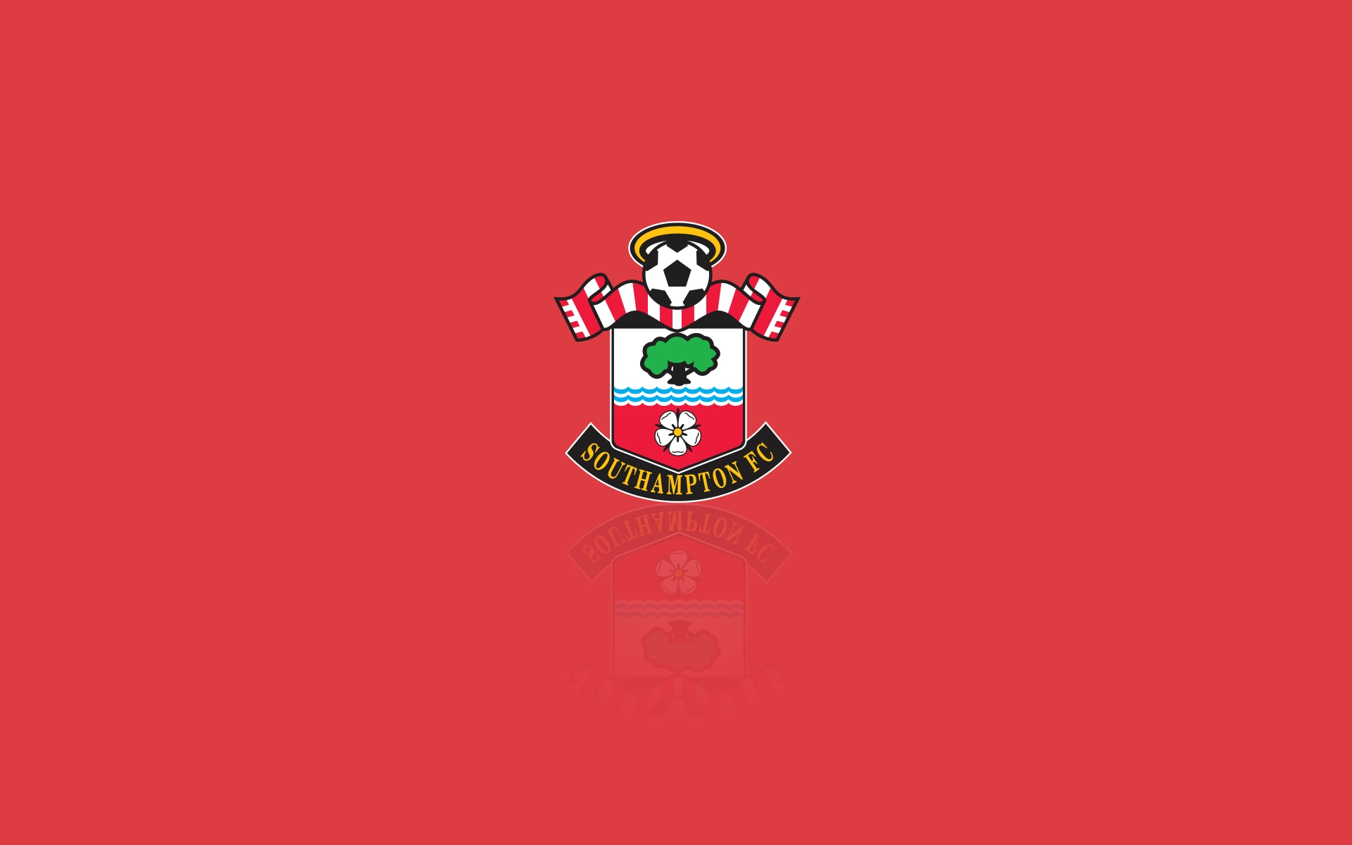 Southampton F.C. Soccer Logo on Red HD Wallpaper