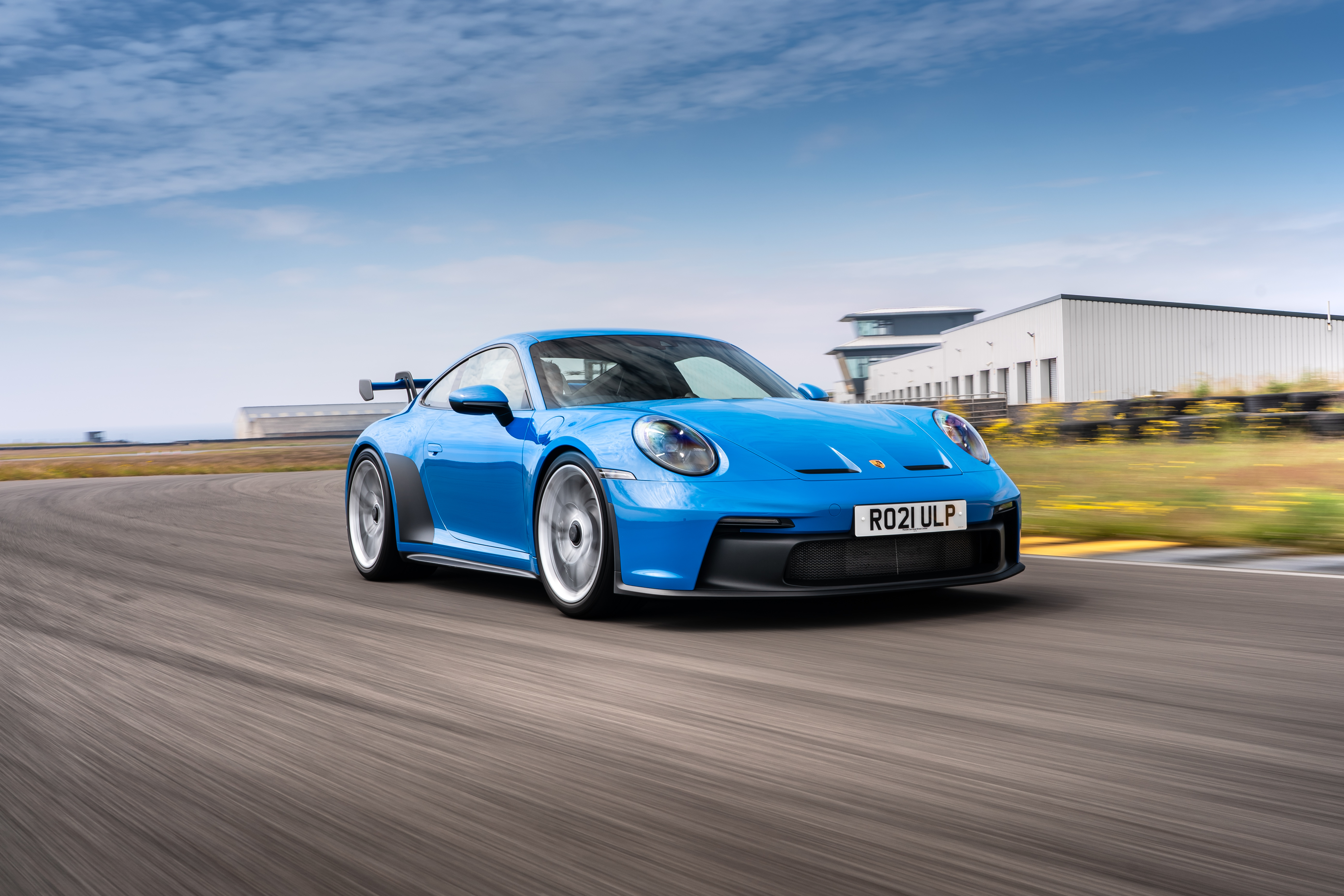 Blue 2021 Porsche 911 GT3 MT on Track HD Wallpaper