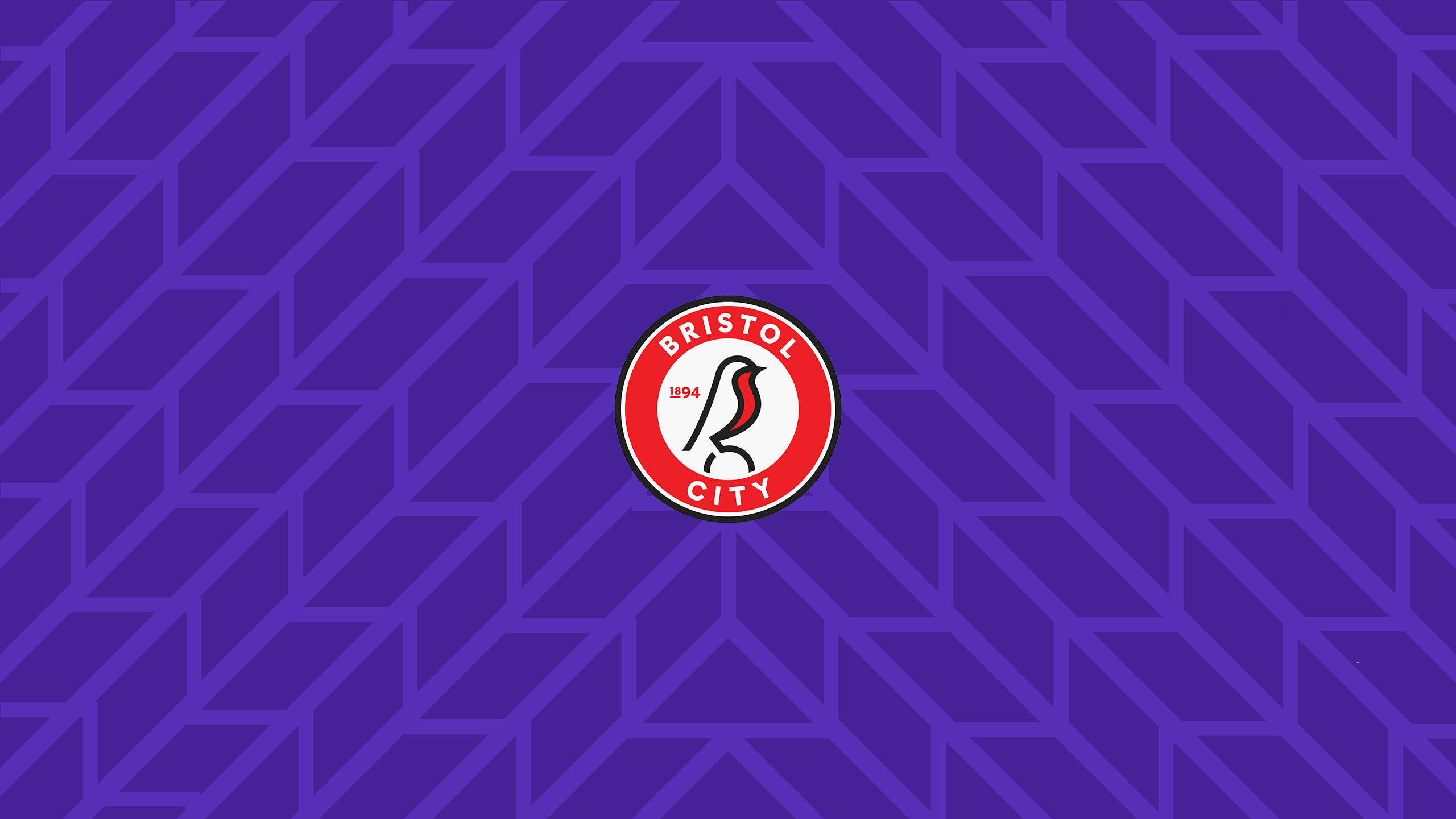 Bristol City F.C. logo on purple geometric pattern HD Wallpaper