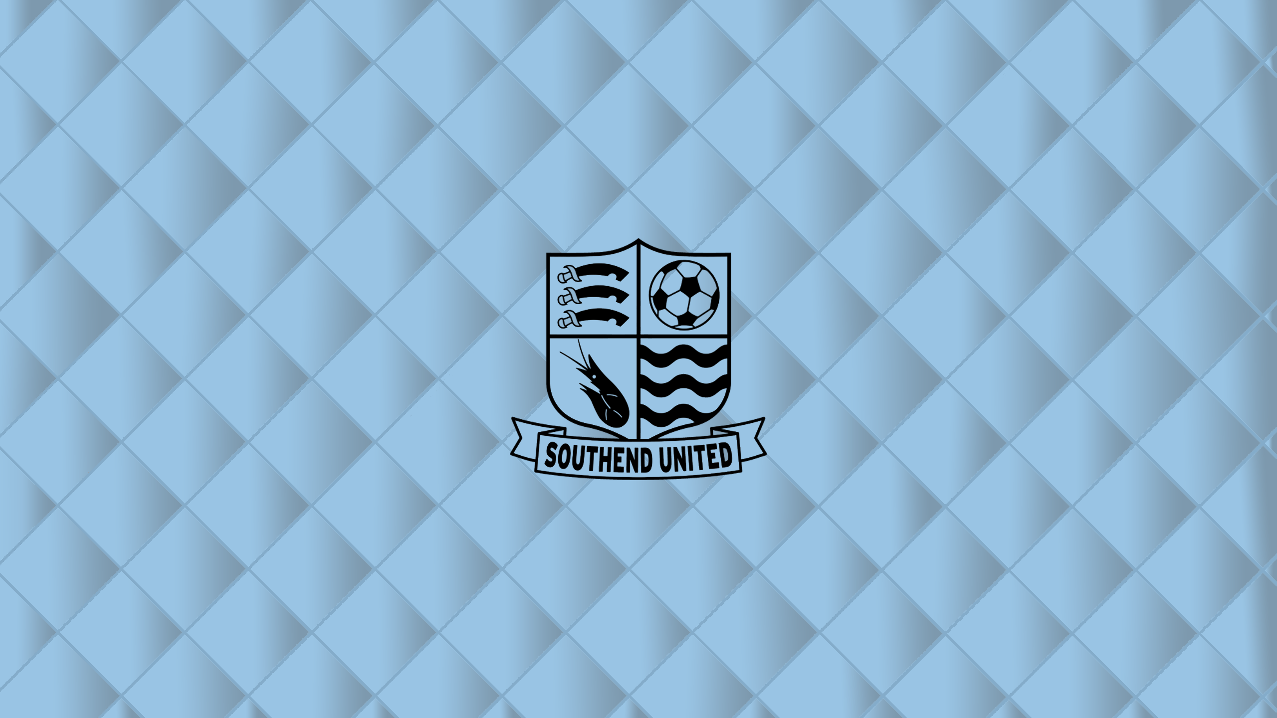 Southend United F.C. logo on a blue diamond pattern HD Wallpaper