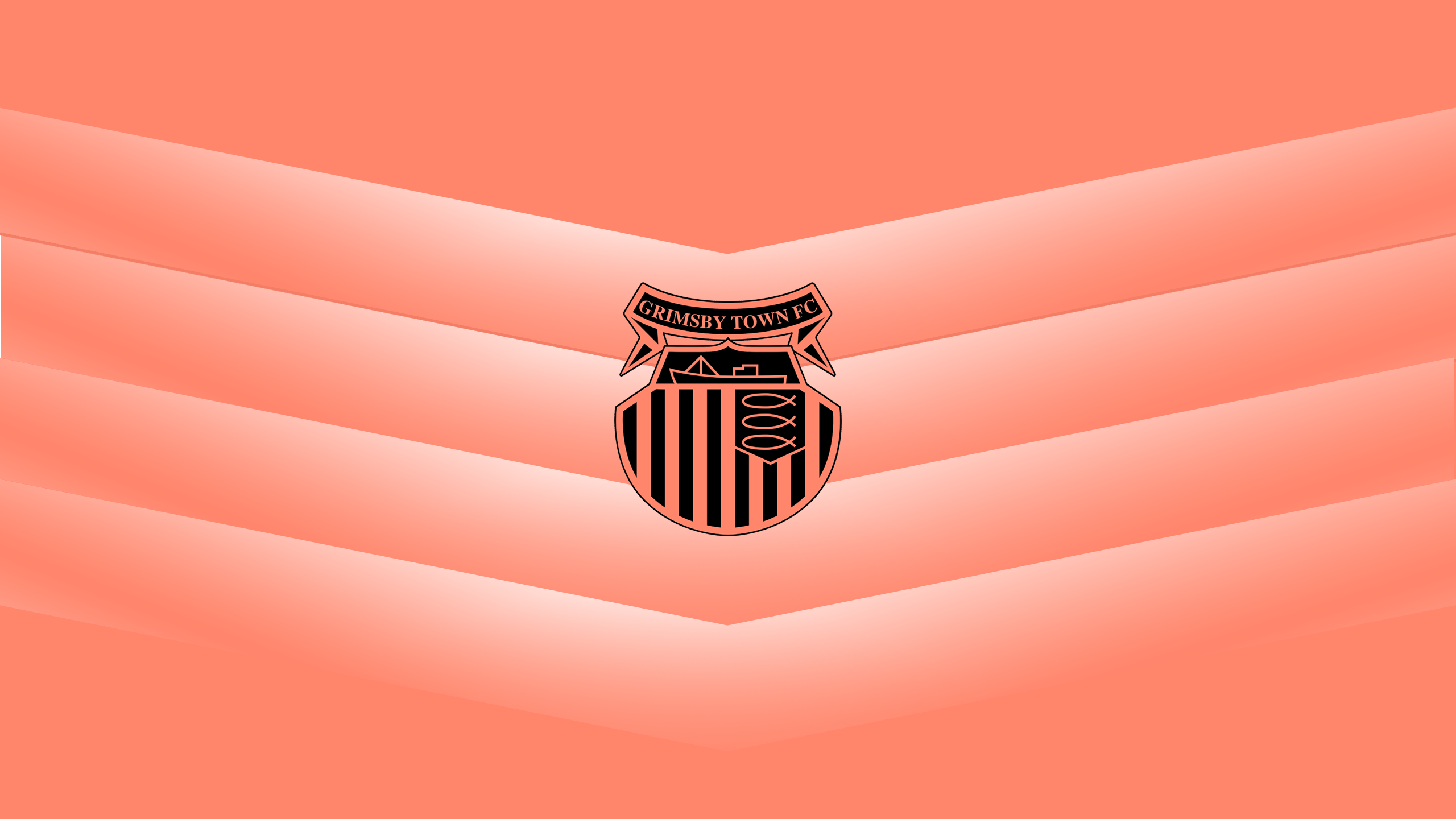 Grimsby Town FC logo on a coral chevron background HD Wallpaper