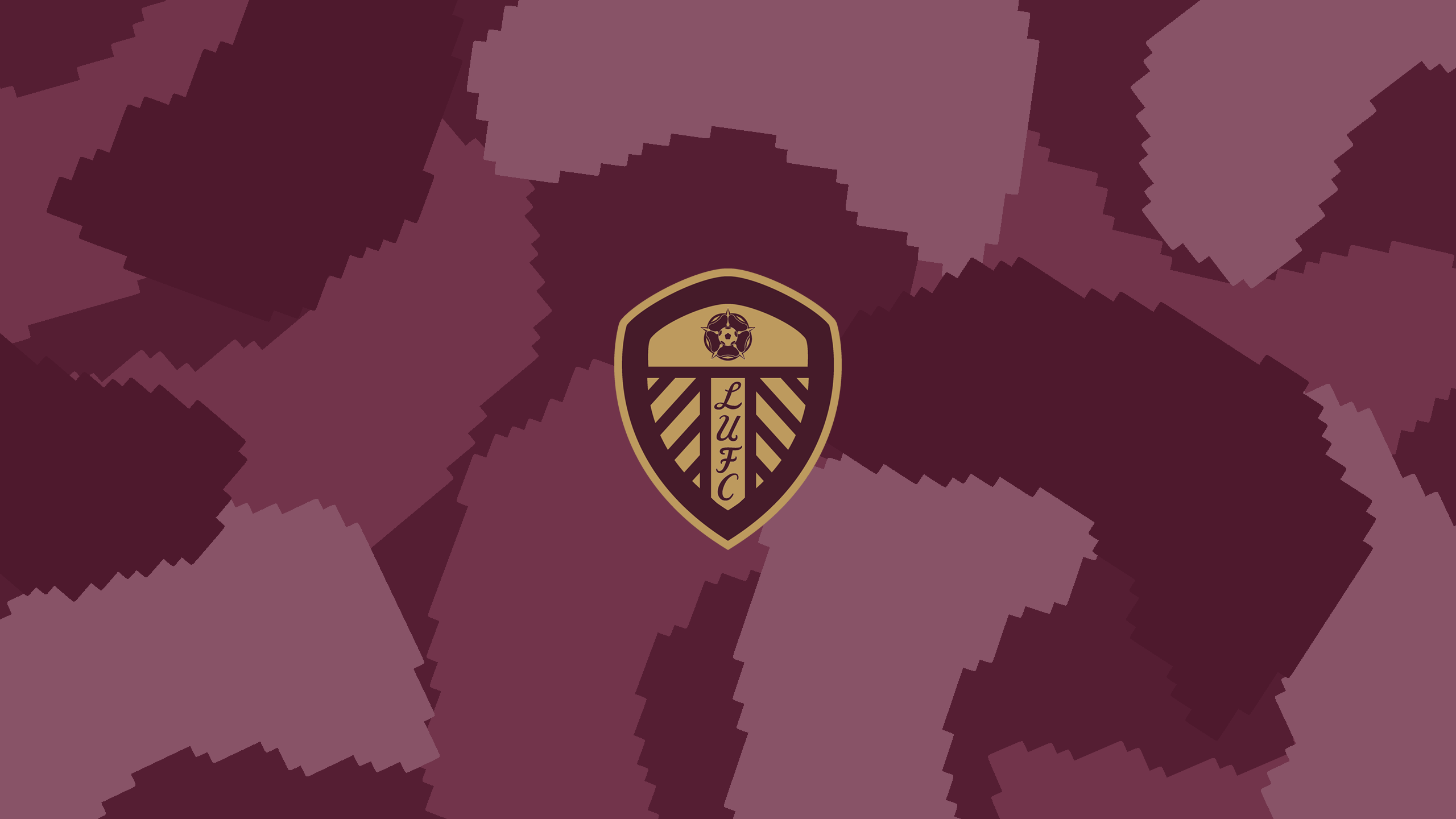 Leeds United F.C. emblem on abstract burgundy background HD Wallpaper