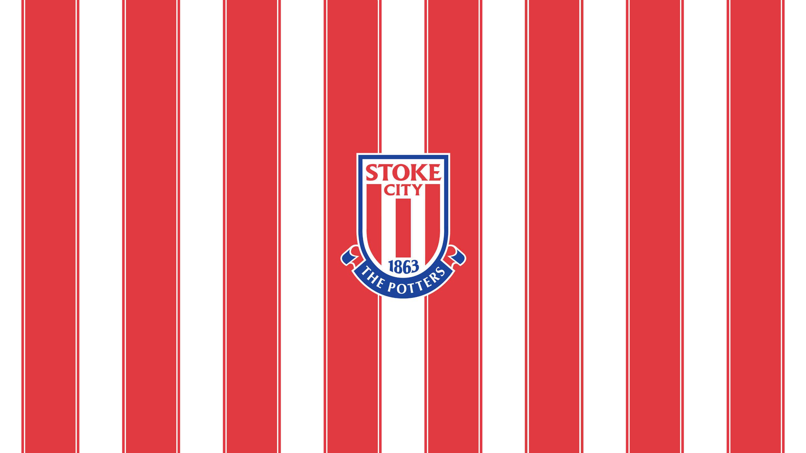 Stoke City F.C. logo on red and white stripes HD Wallpaper