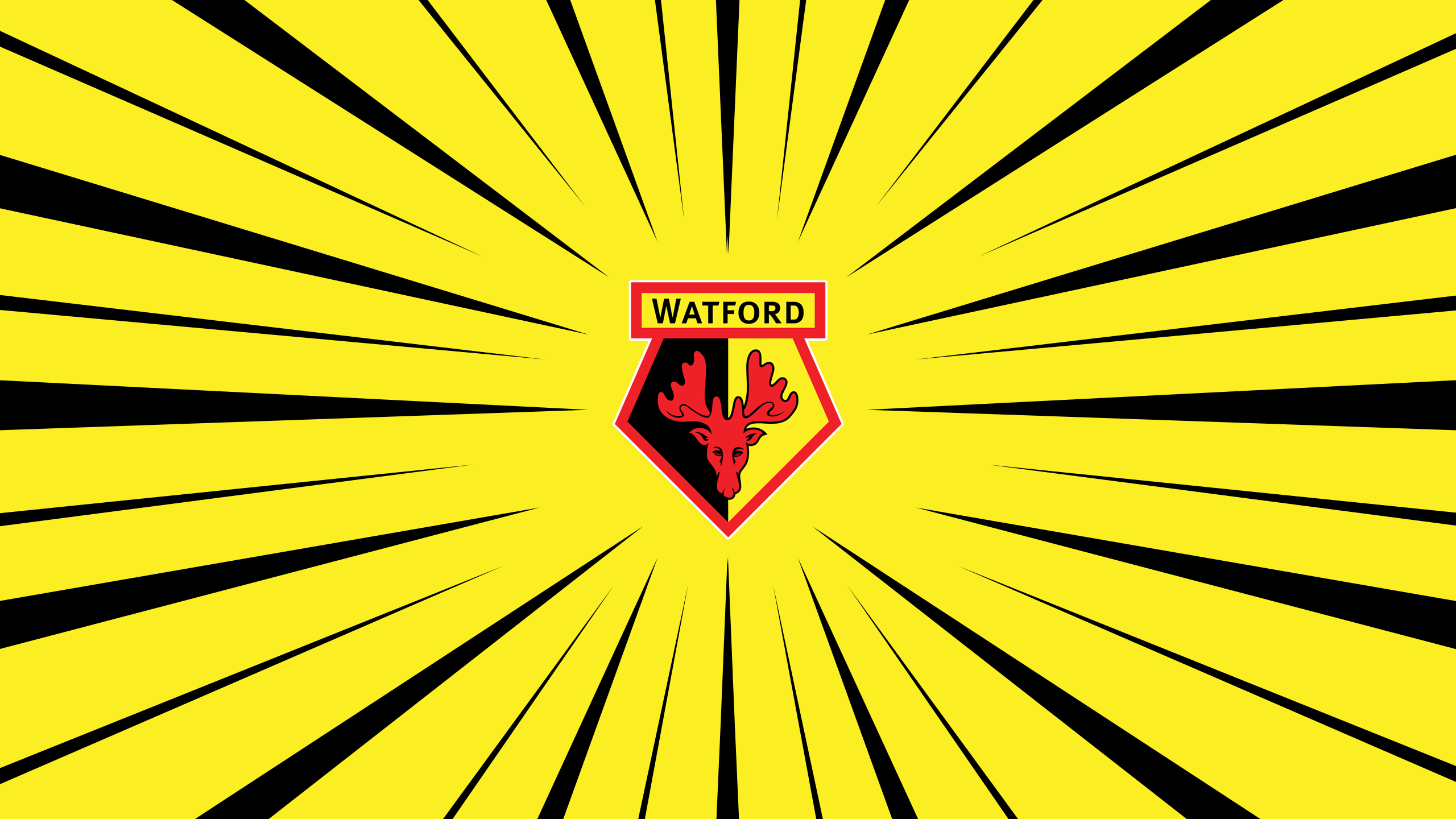 Watford F.C. logo on yellow sunburst background HD Wallpaper