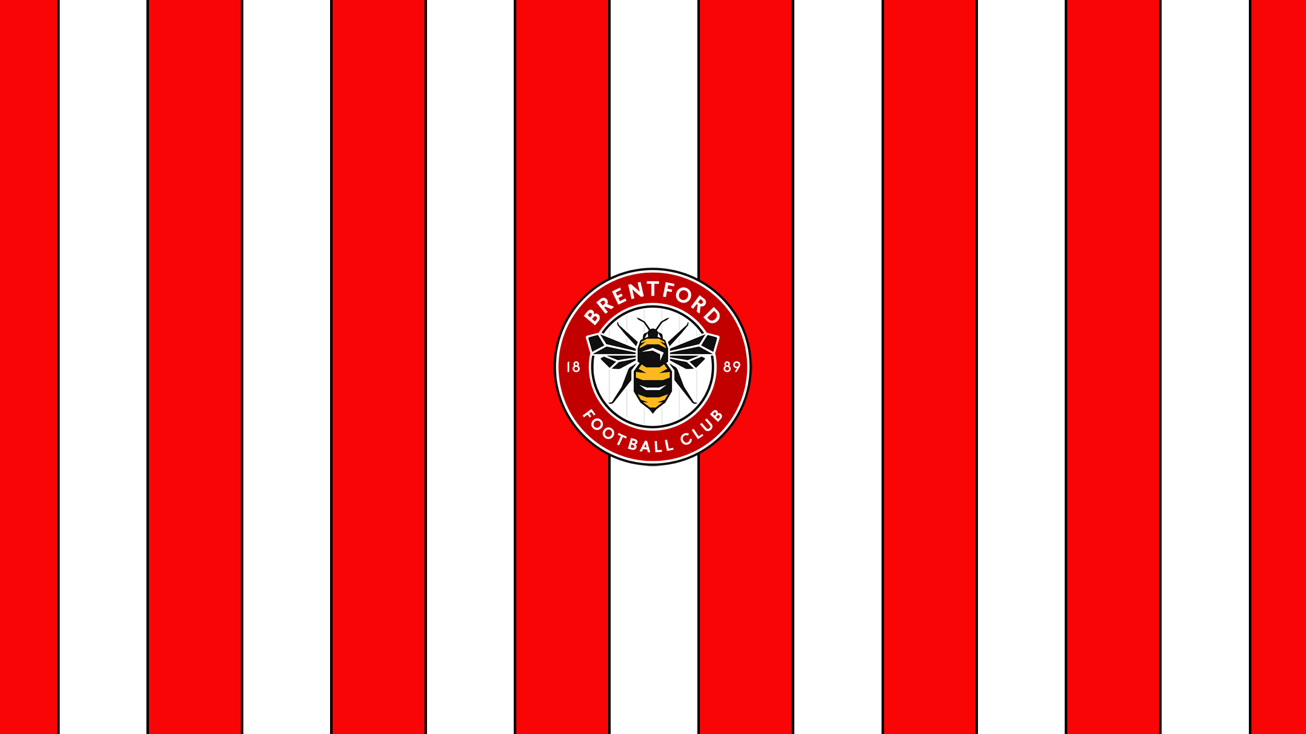 Brentford F.C. logo on red and white striped background HD Wallpaper